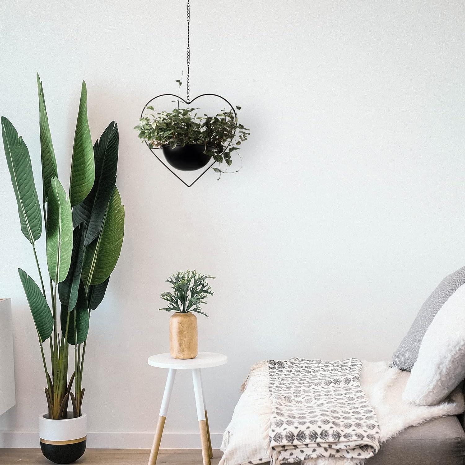 Soporte Colgante de Planta Corazón Hajia 19 cm Metal Negro