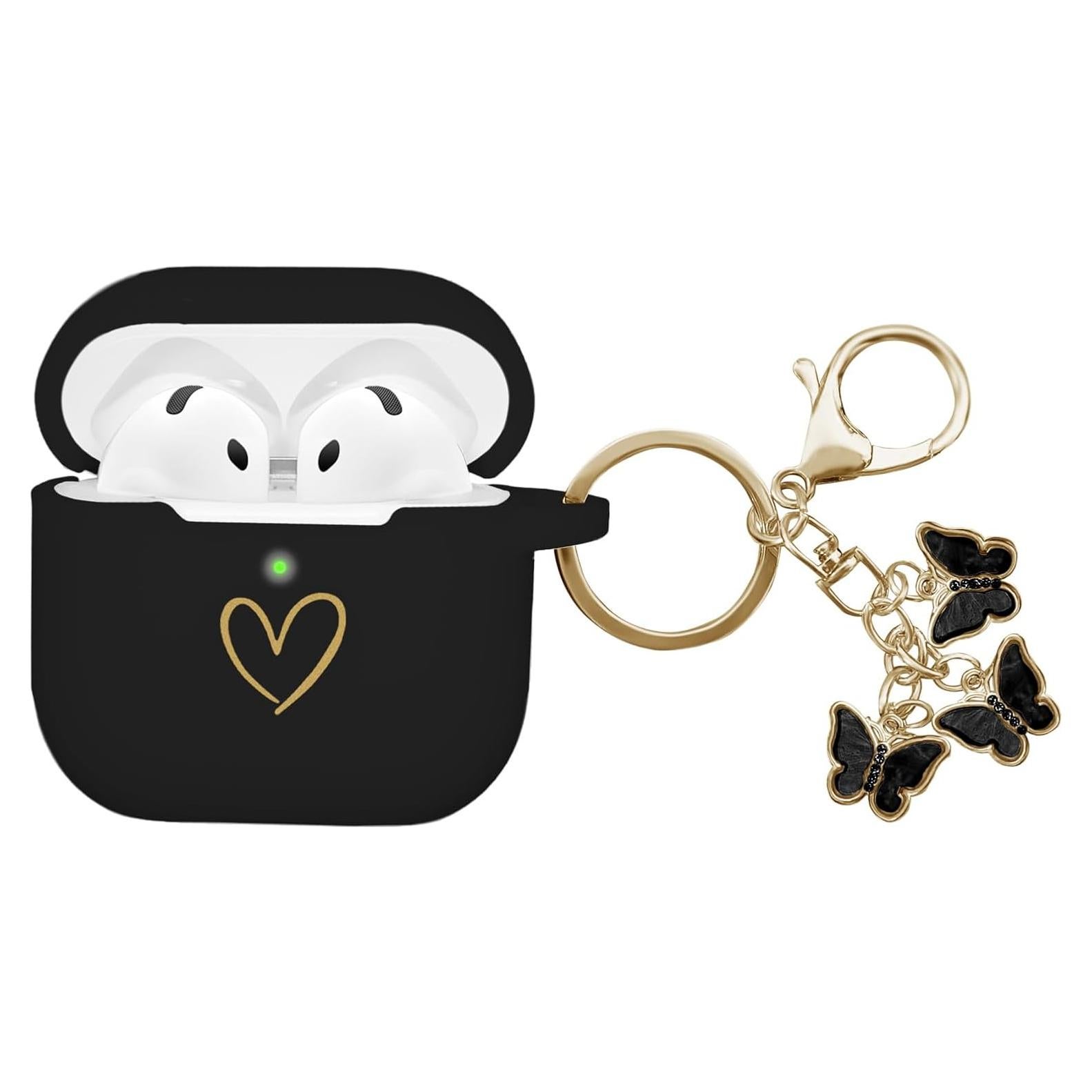 Funda de Silicona para AirPods 4 AIIEKZ con Llavero Mariposa