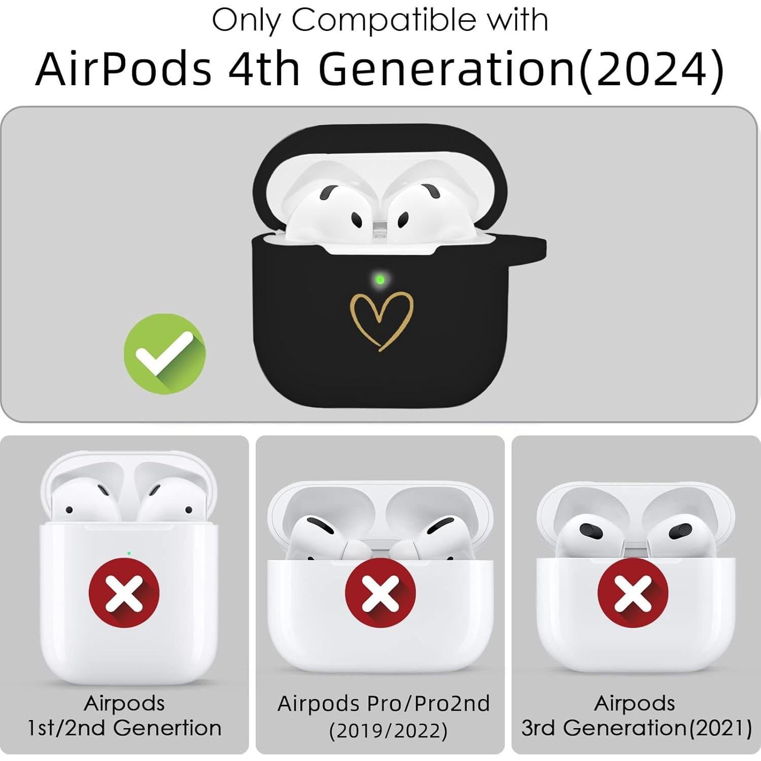 Funda de Silicona para AirPods 4 AIIEKZ con Llavero Mariposa