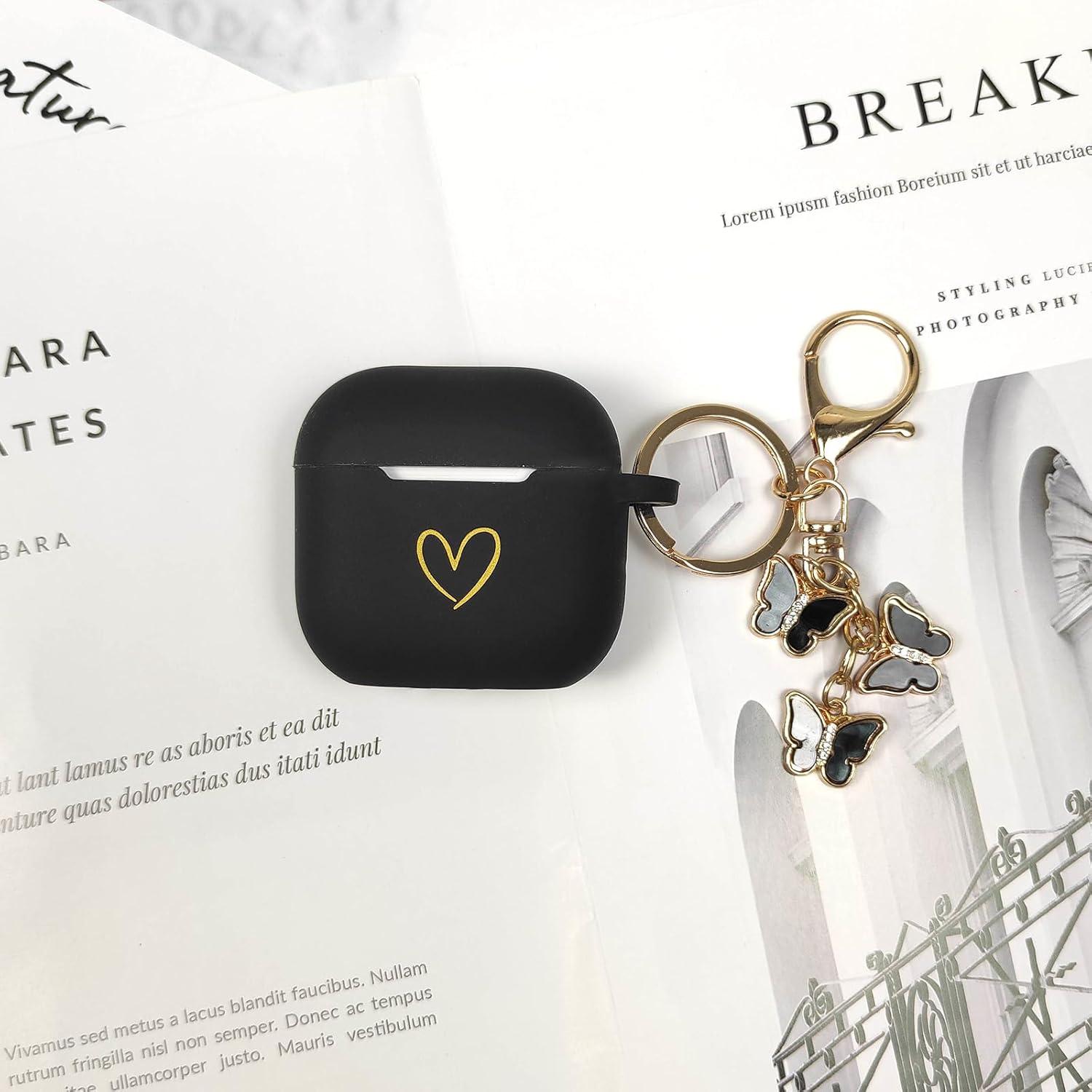 Funda de Silicona para AirPods 4 AIIEKZ con Llavero Mariposa