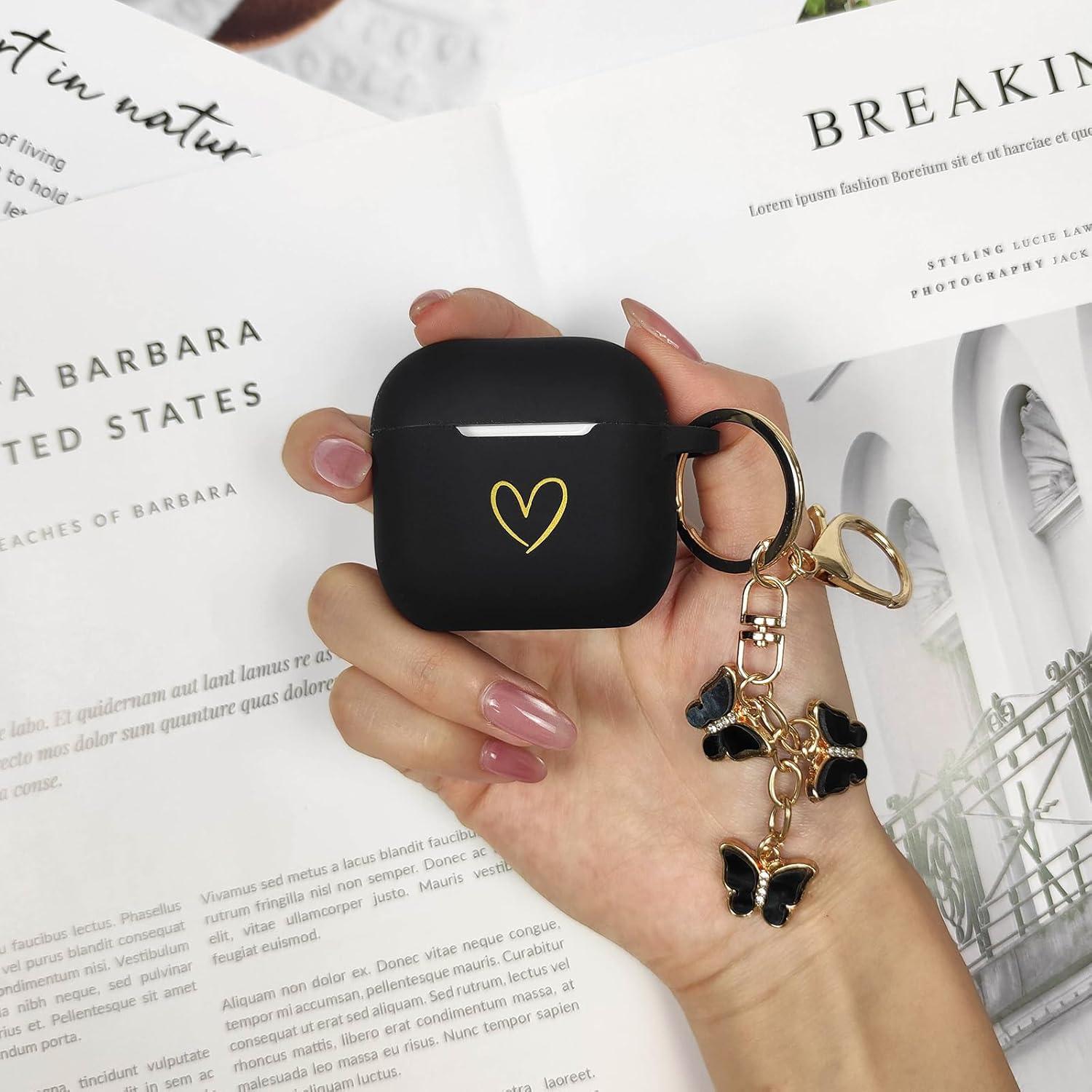 Funda de Silicona para AirPods 4 AIIEKZ con Llavero Mariposa