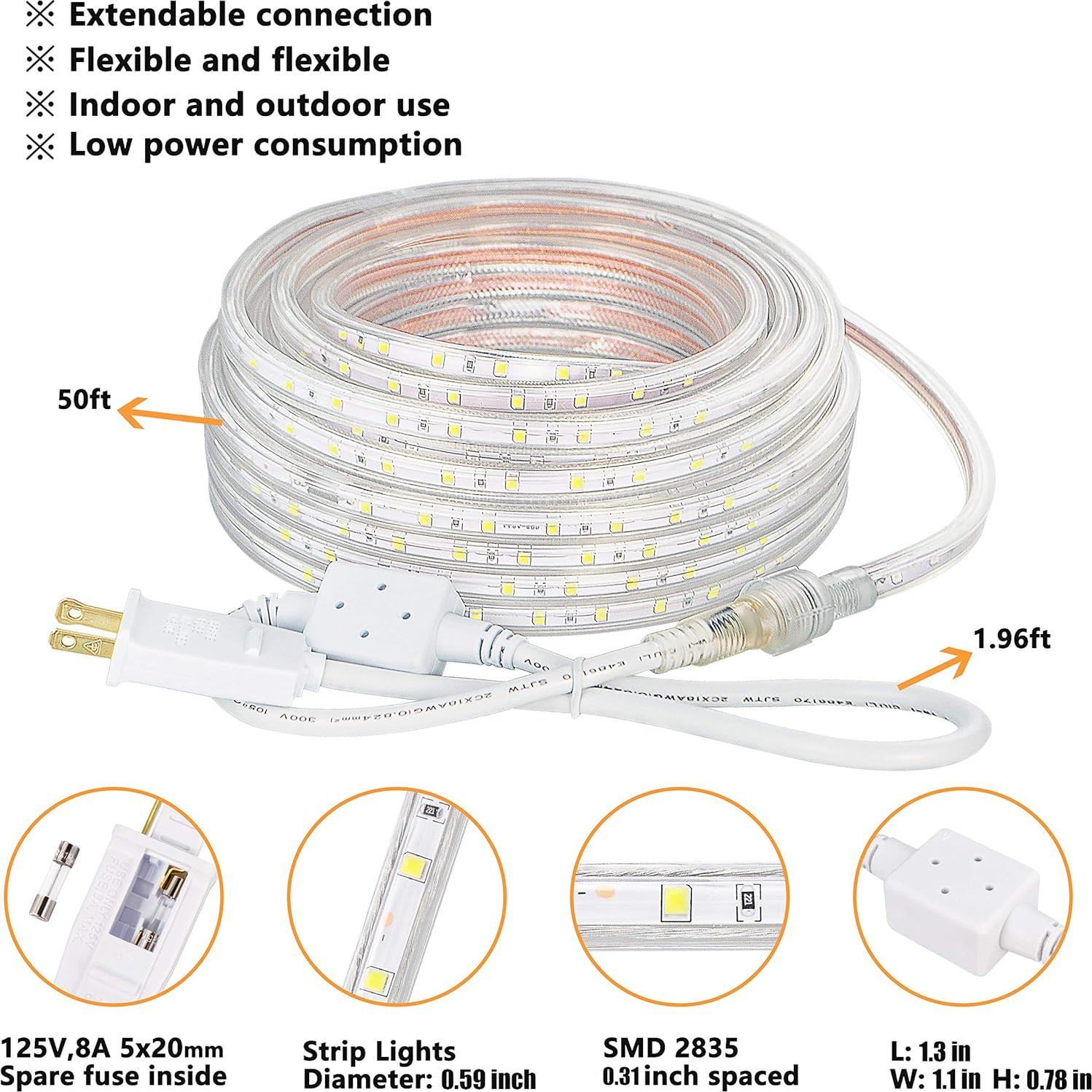 Luces de Cuerda LED SURNIE 15m Impermeables 6000K Blanca