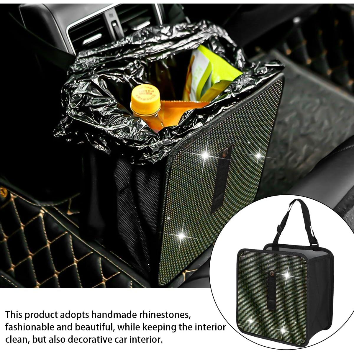 Basurero Plegable para Auto Ohleats 7L Impermeable Rhinestone