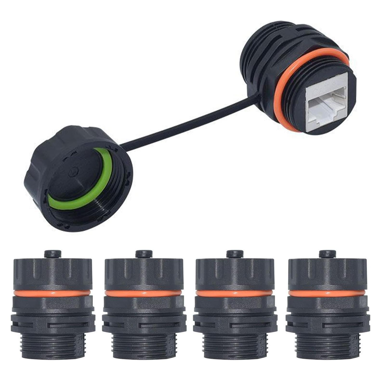 5 Conectores RJ45 a Prueba de Agua CAT6A Blindados M23