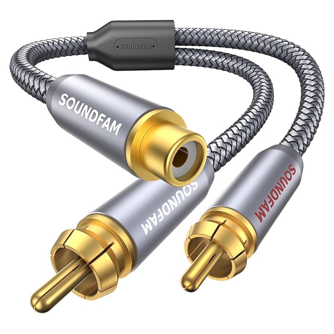 Divisor RCA 1 Femenino a 2 Masculinos SOUNDFAM 30 cm Gris