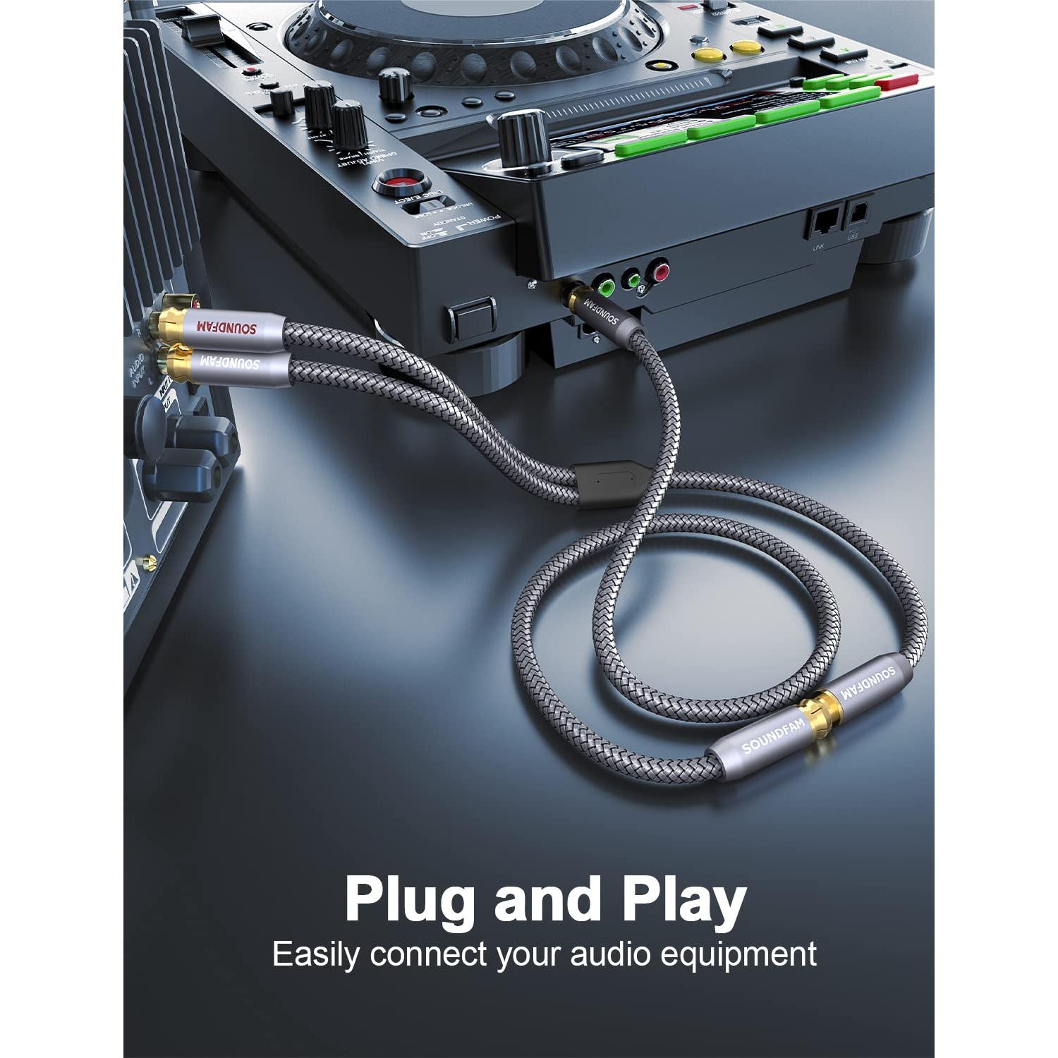 Divisor RCA 1 Femenino a 2 Masculinos SOUNDFAM 30 cm Gris