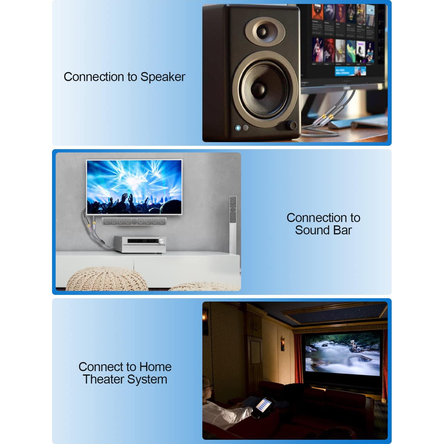 Divisor RCA 1 Femenino a 2 Masculinos SOUNDFAM 30 cm Gris