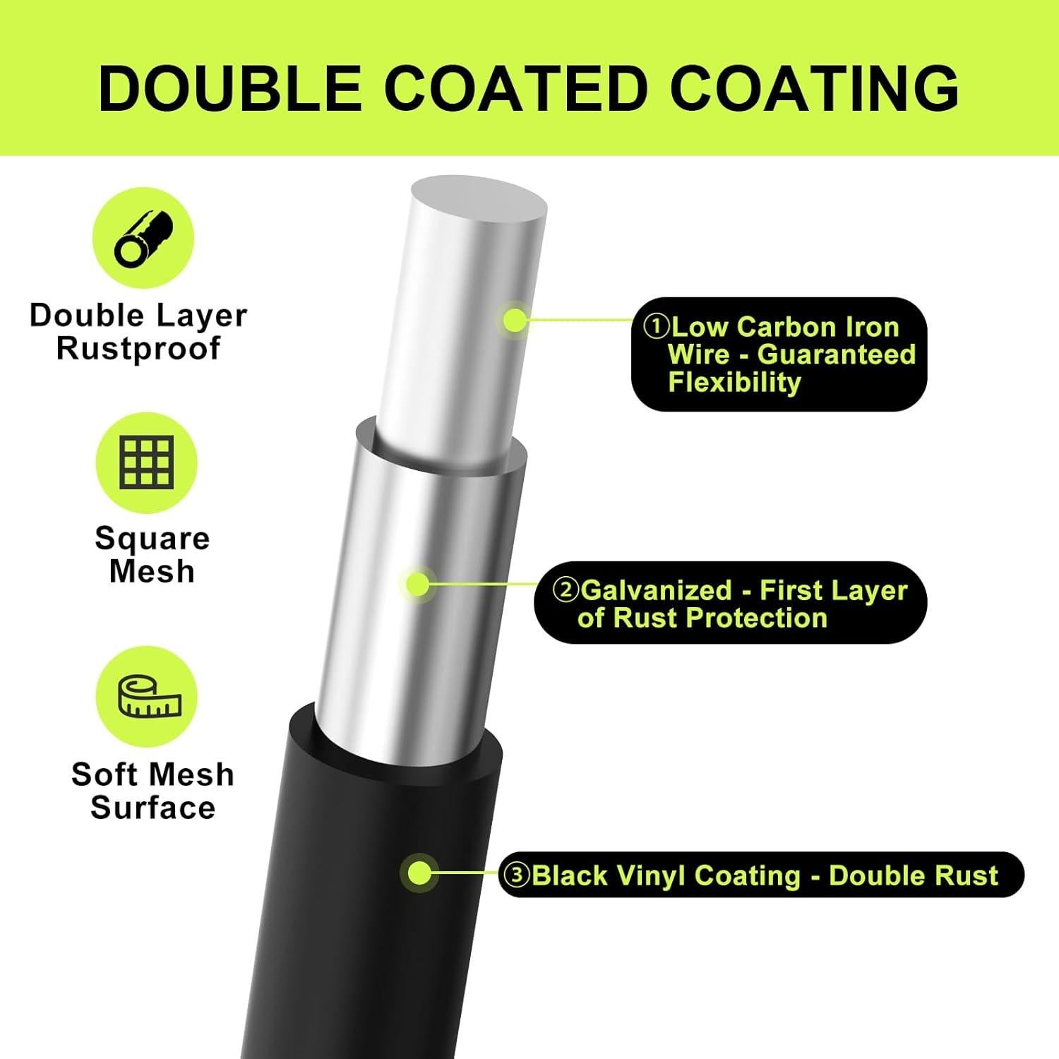 Rollo de Malla de Alambre Galvanizado Negro 60x30m 19 Calibre