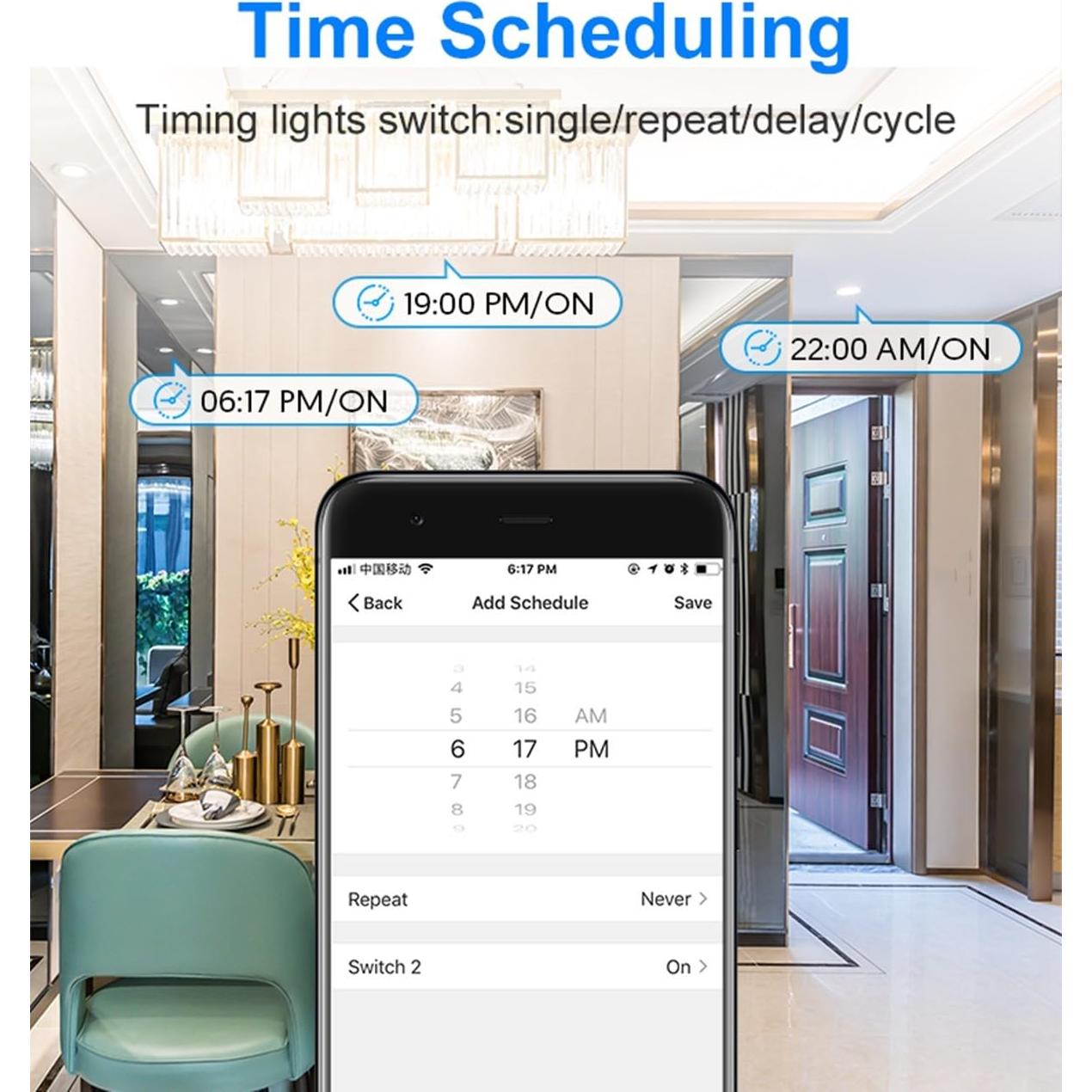 Interruptor Doble Inteligente Nexete, Control Remoto por Voz, Blanco
