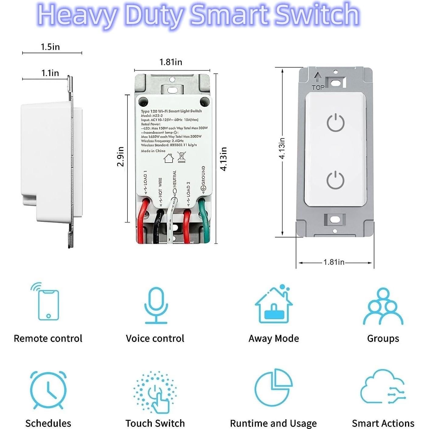 Interruptor Doble Inteligente Nexete, Control Remoto por Voz, Blanco