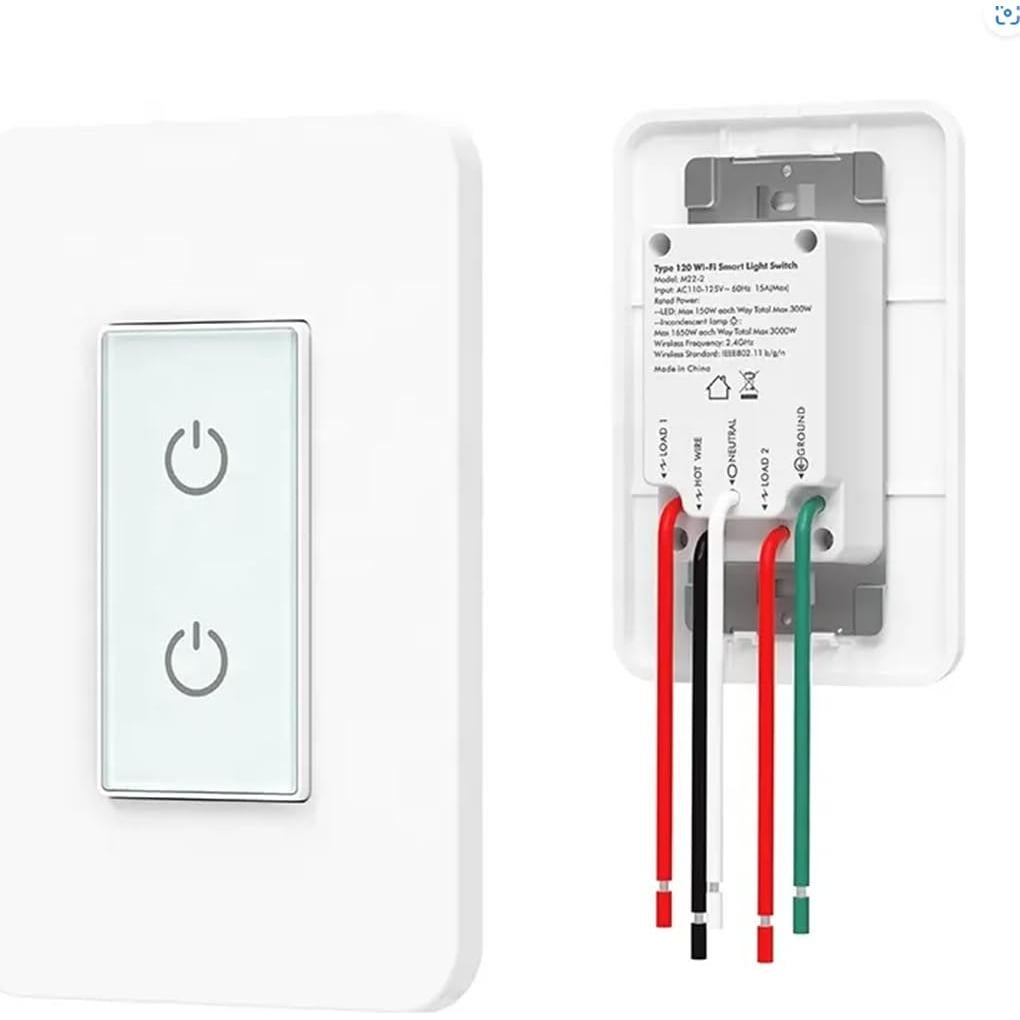 Interruptor Doble Inteligente Nexete, Control Remoto por Voz, Blanco