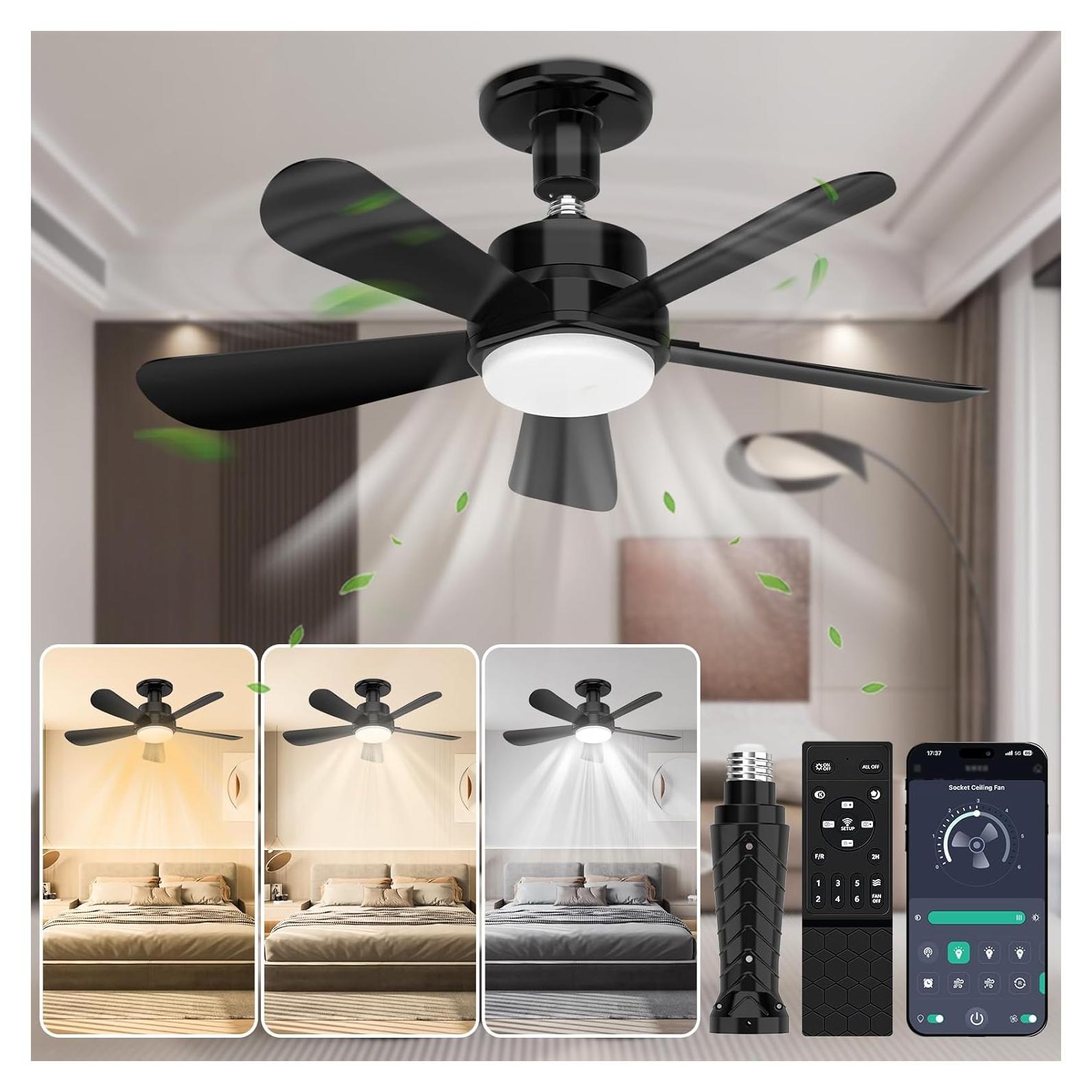 Ventilador de Techo con Luz LED GHORA 22" Control Remoto