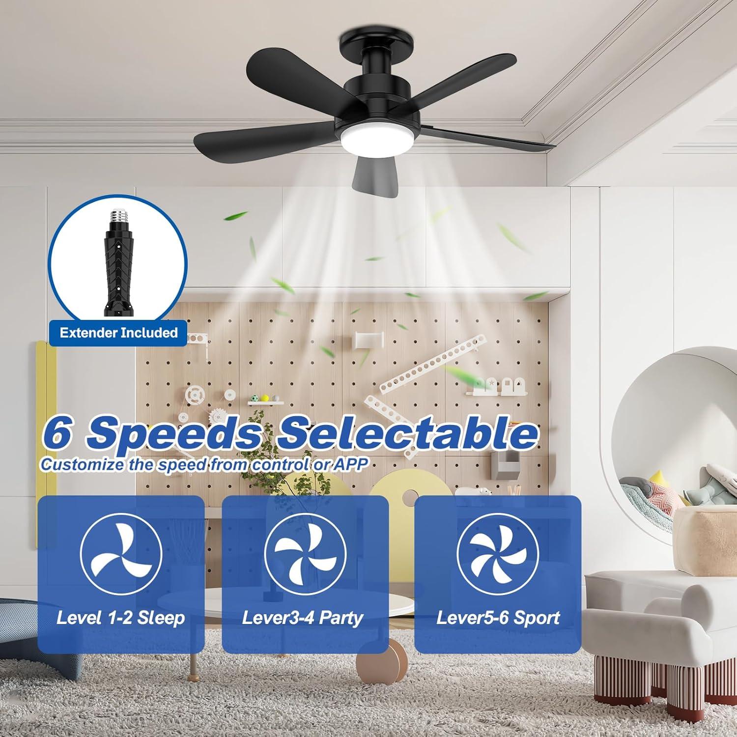Ventilador de Techo con Luz LED GHORA 22" Control Remoto
