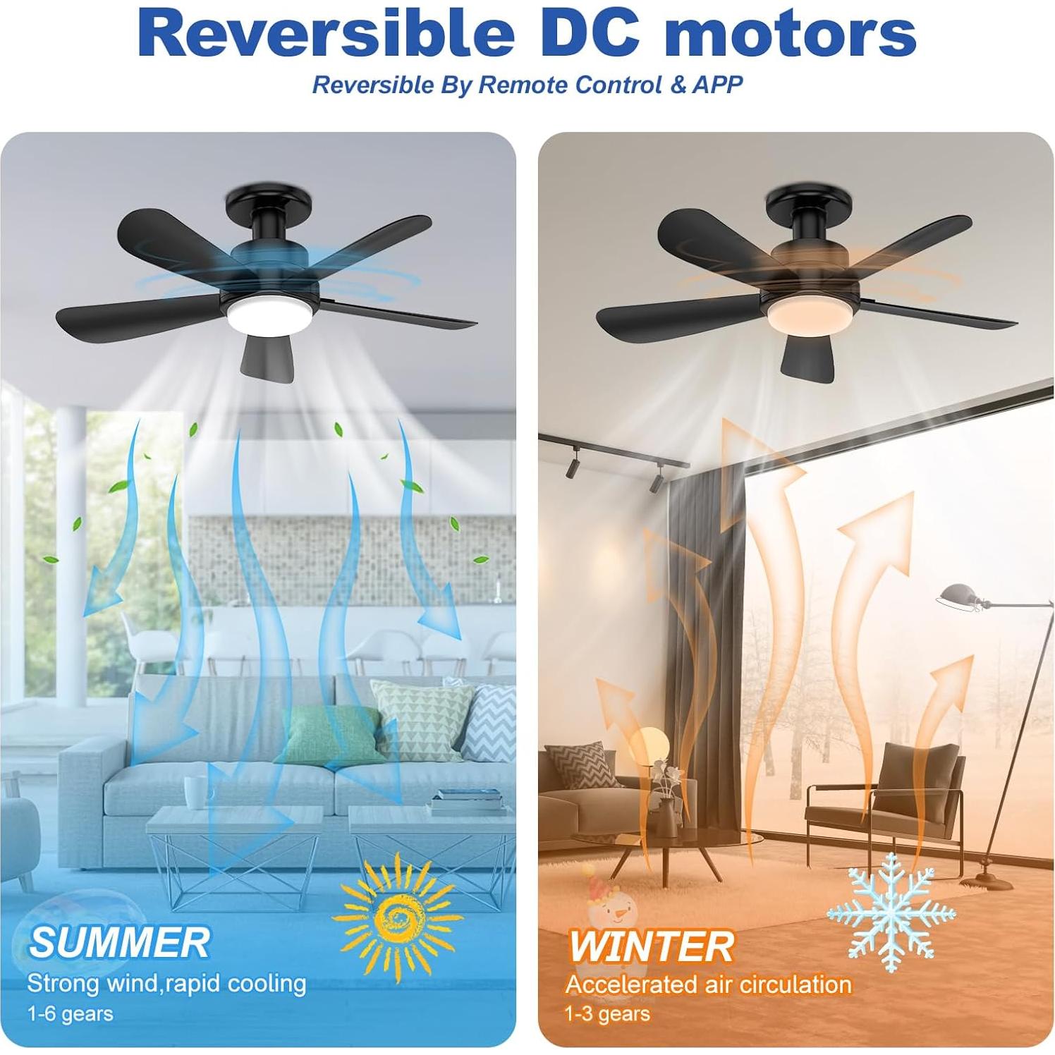 Ventilador de Techo con Luz LED GHORA 22" Control Remoto