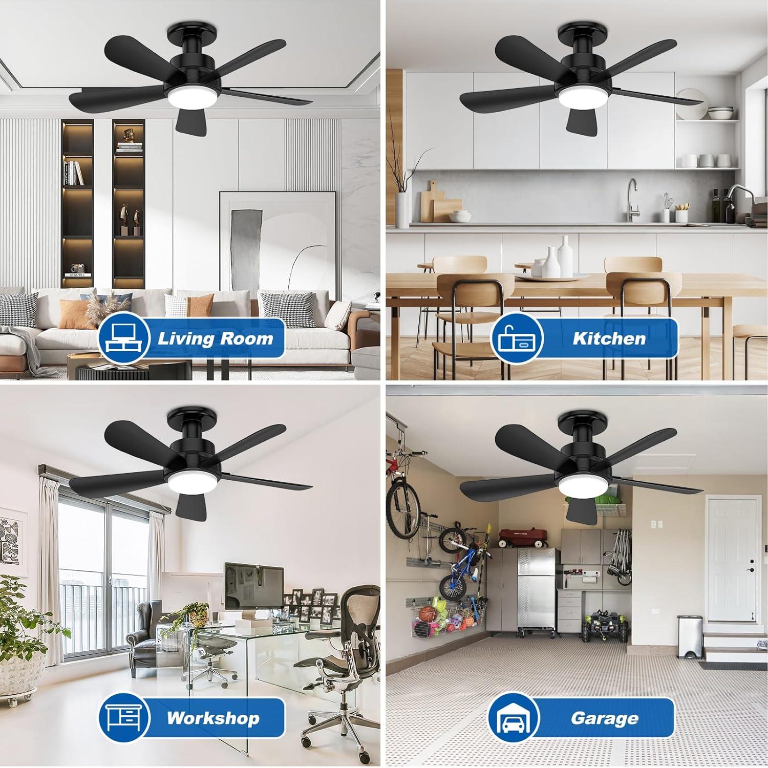 Ventilador de Techo con Luz LED GHORA 22" Control Remoto