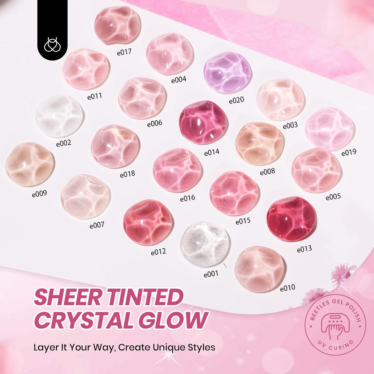 Set de Esmalte de Uñas Gel Beetles Rosa Nude 20 Colores 25PCS
