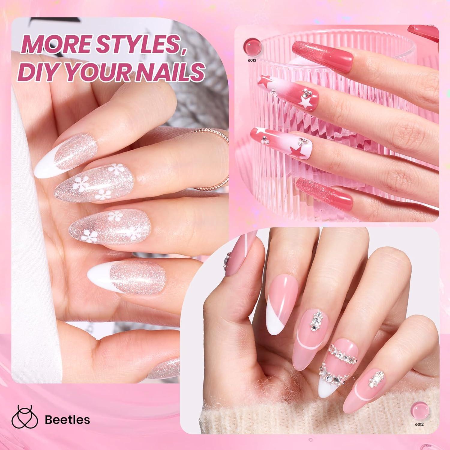 Set de Esmalte de Uñas Gel Beetles Rosa Nude 20 Colores 25PCS