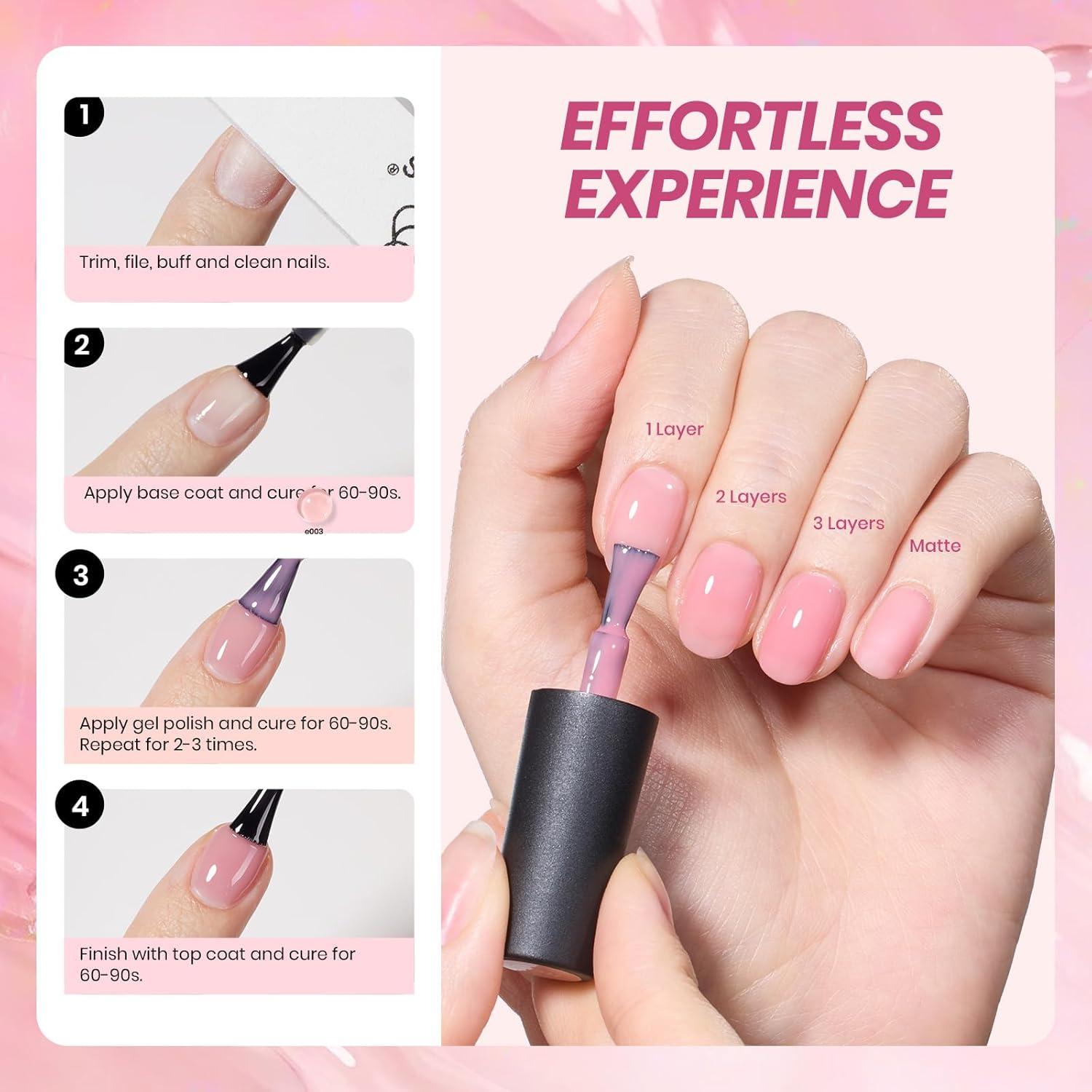 Set de Esmalte de Uñas Gel Beetles Rosa Nude 20 Colores 25PCS