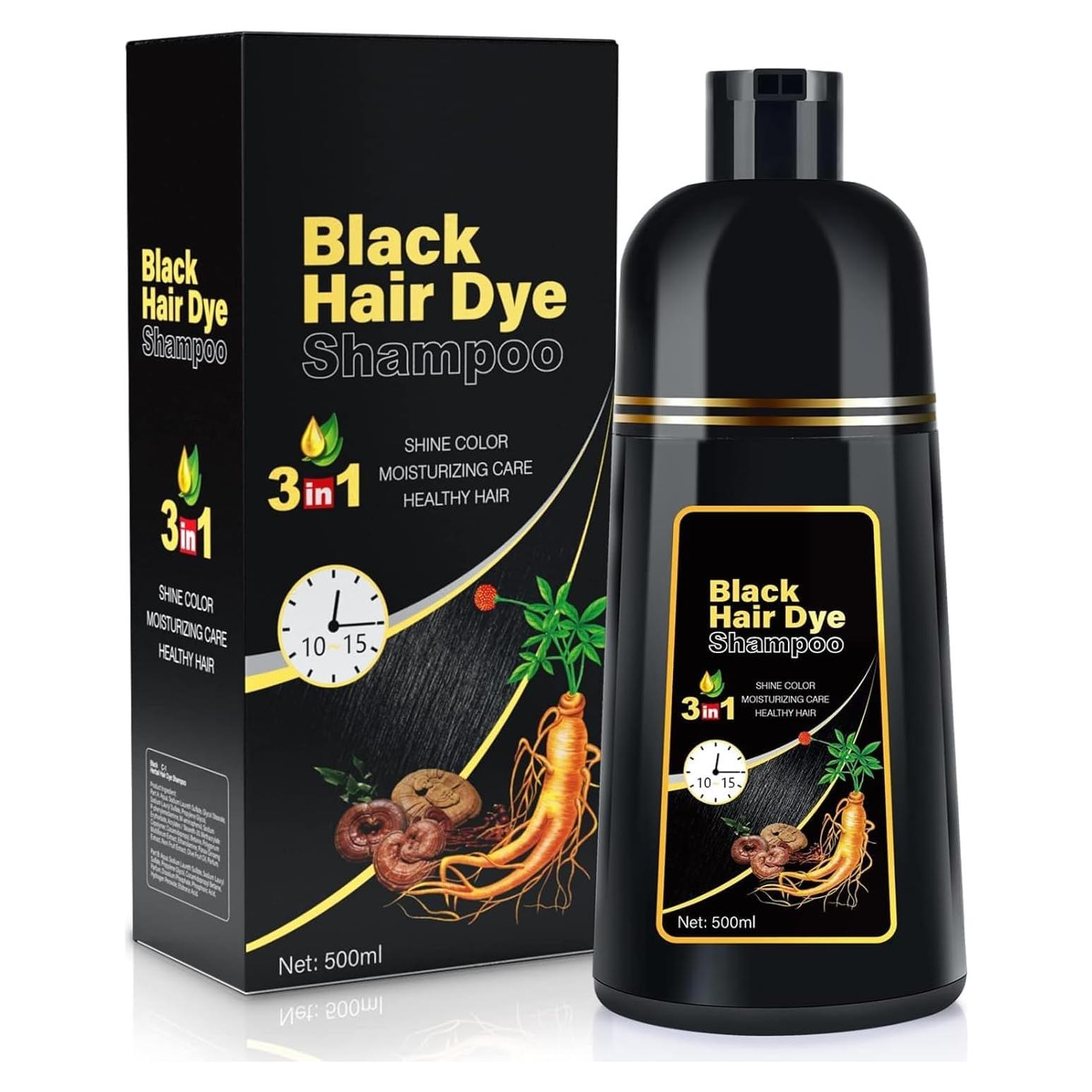 Champú Tinte IIIMEIDU 3 en 1 Negro Natural 500ml - Cobertura Canas