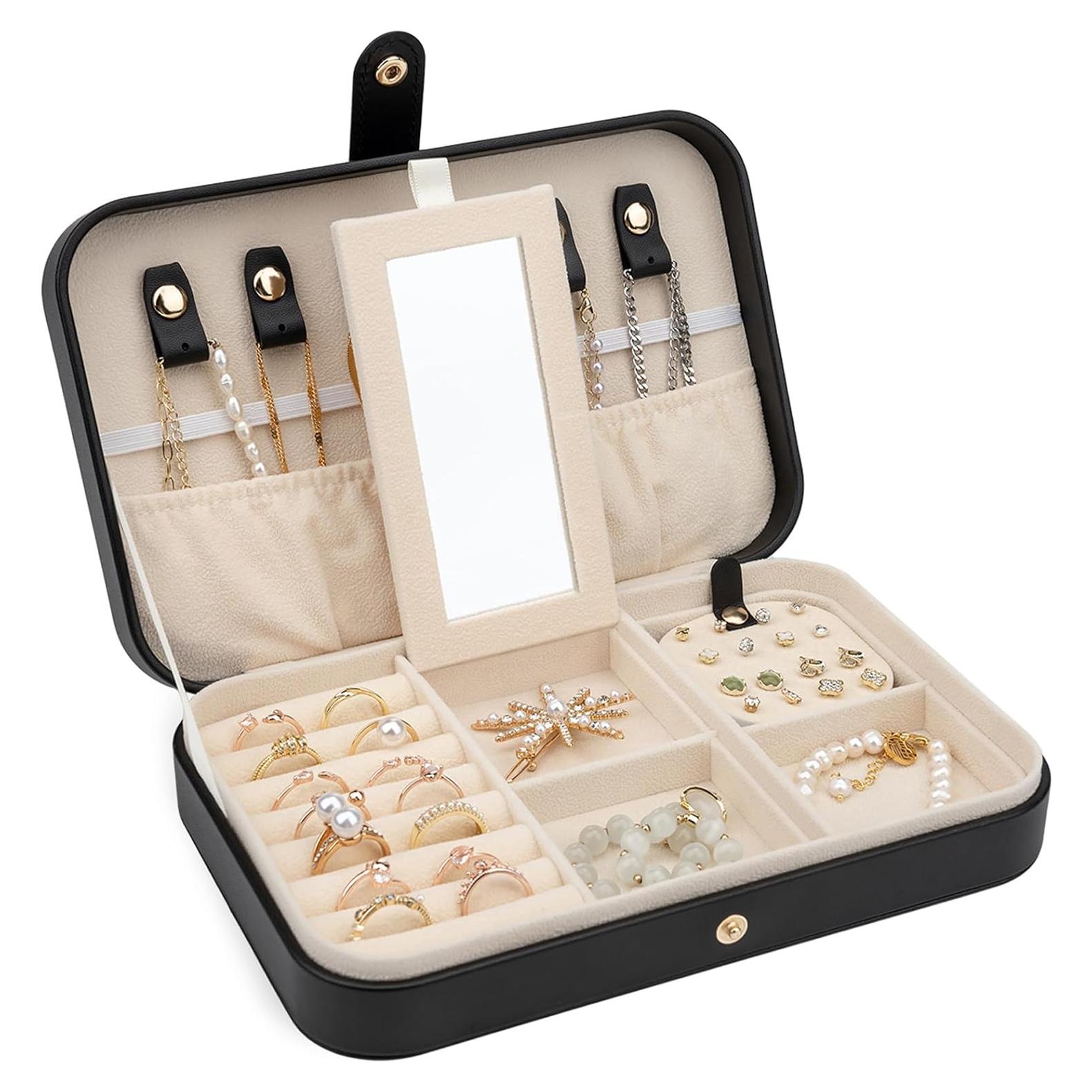 Caja de Joyería V-Lafuy Pequeña Portátil Negra 2 Capas