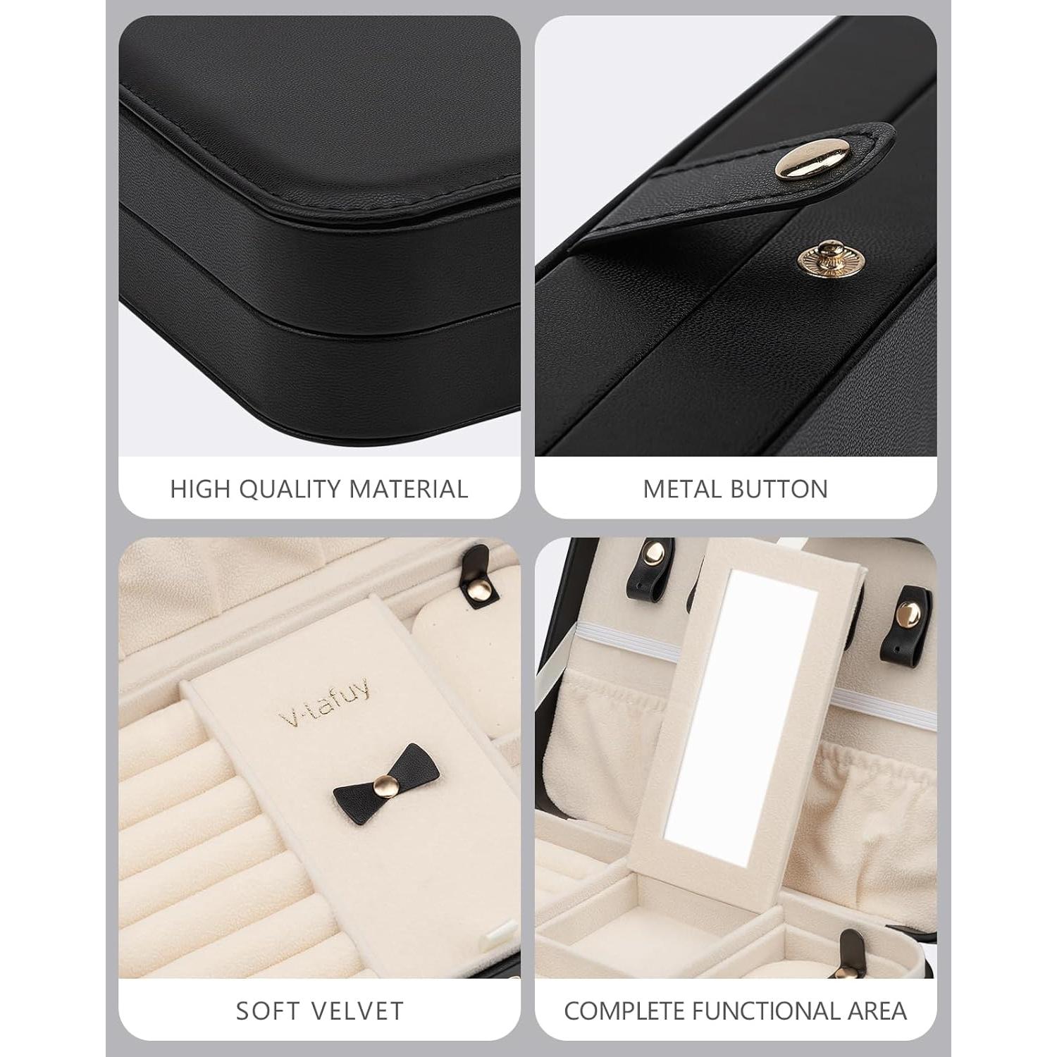 Caja de Joyería V-Lafuy Pequeña Portátil Negra 2 Capas