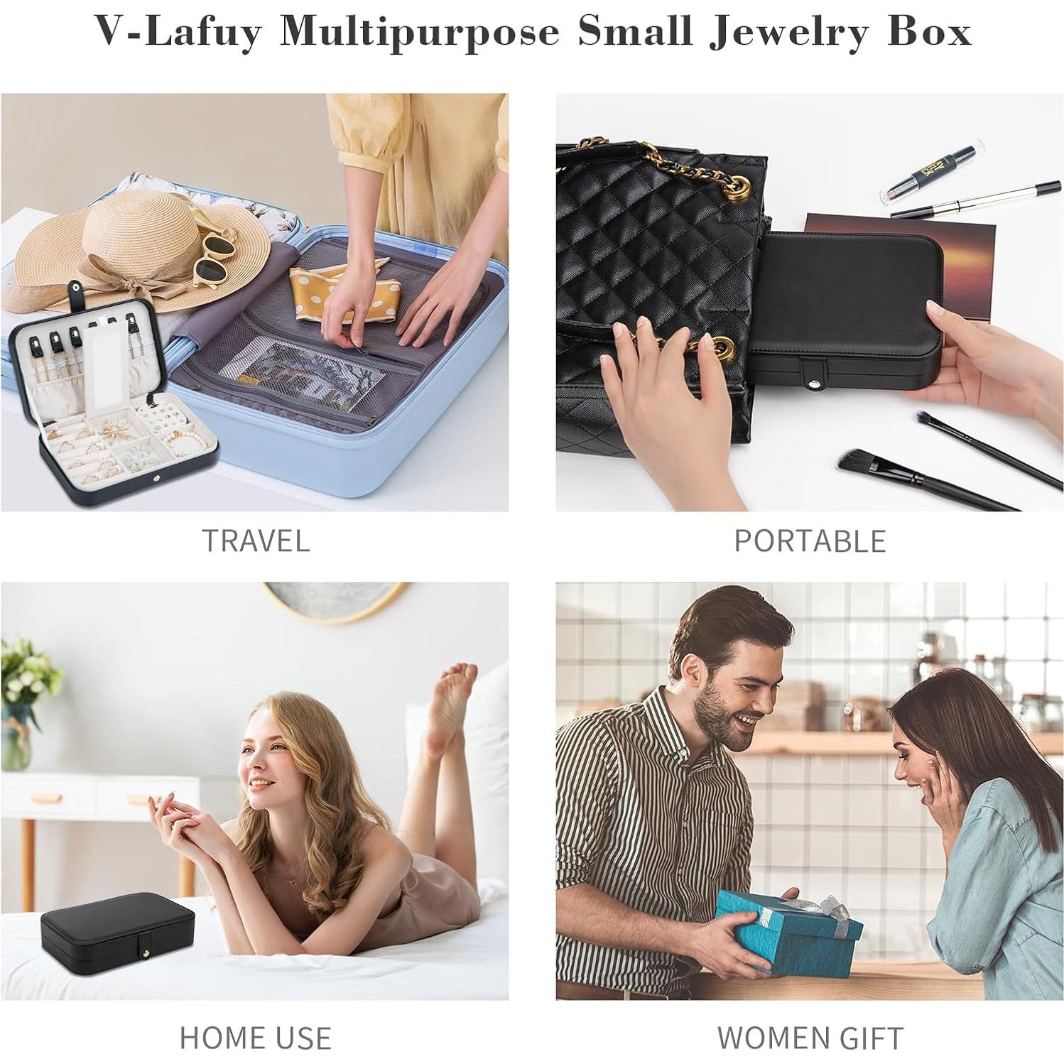 Caja de Joyería V-Lafuy Pequeña Portátil Negra 2 Capas