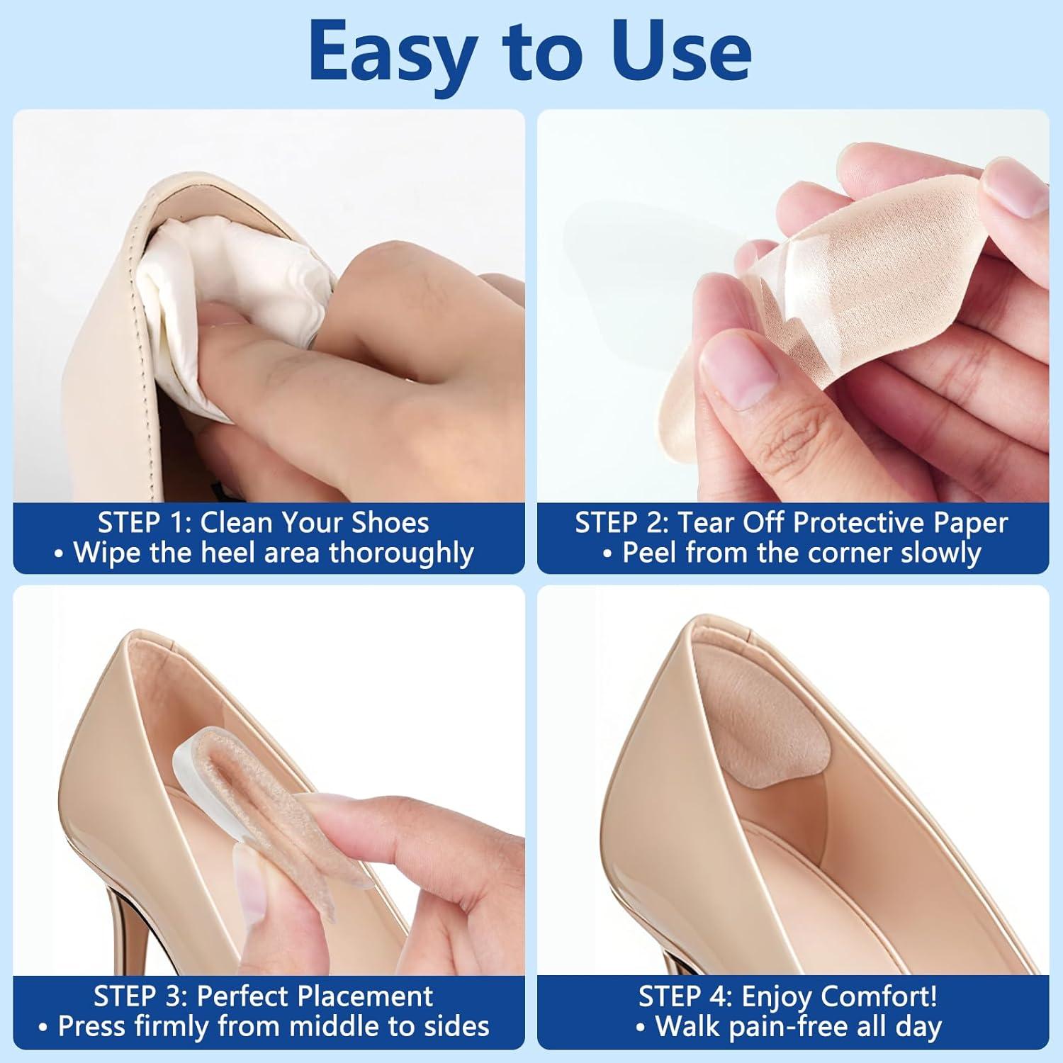 Protectores de Talón WONDSIGHIN - Almohadillas de Gel Antideslizantes, 4 Pares