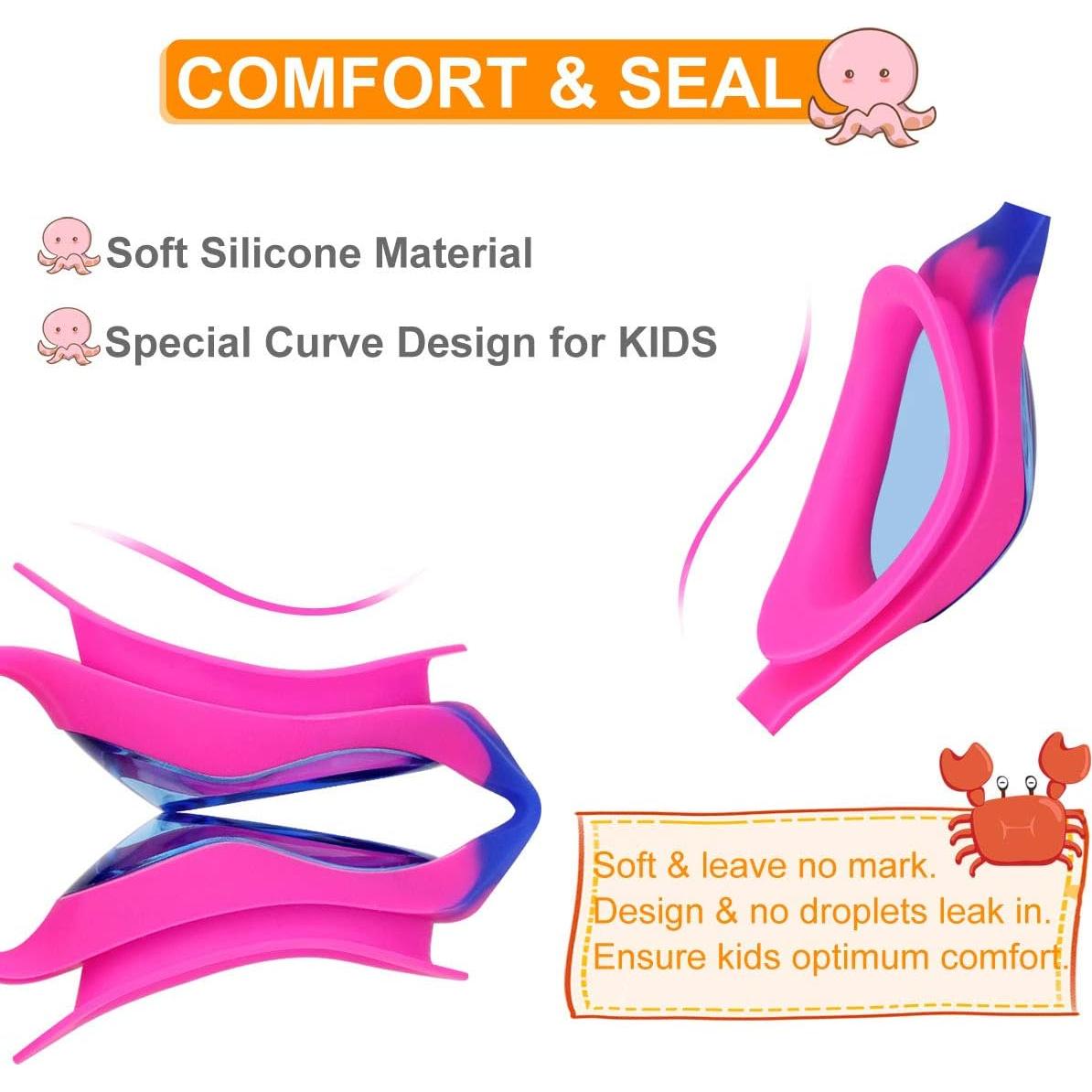 Gafas de natación para niños Careula, 2 a 12 años, color púrpura