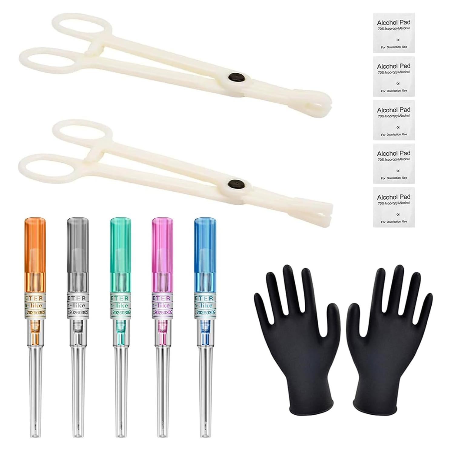 Kit de Piercing WZPB - 13 Agujas 14G a 22G y 2 Pinzas