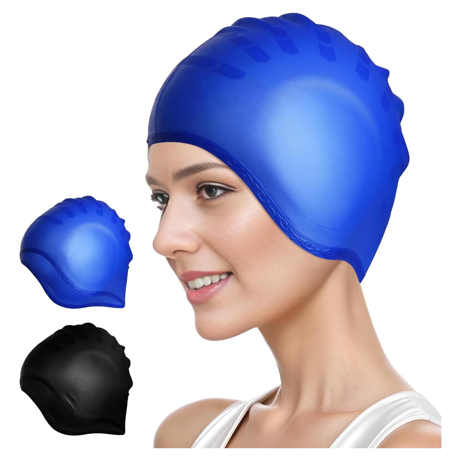 Paquete de 2 Gorras de Natación Silicona Hmxpls con Protección 3D