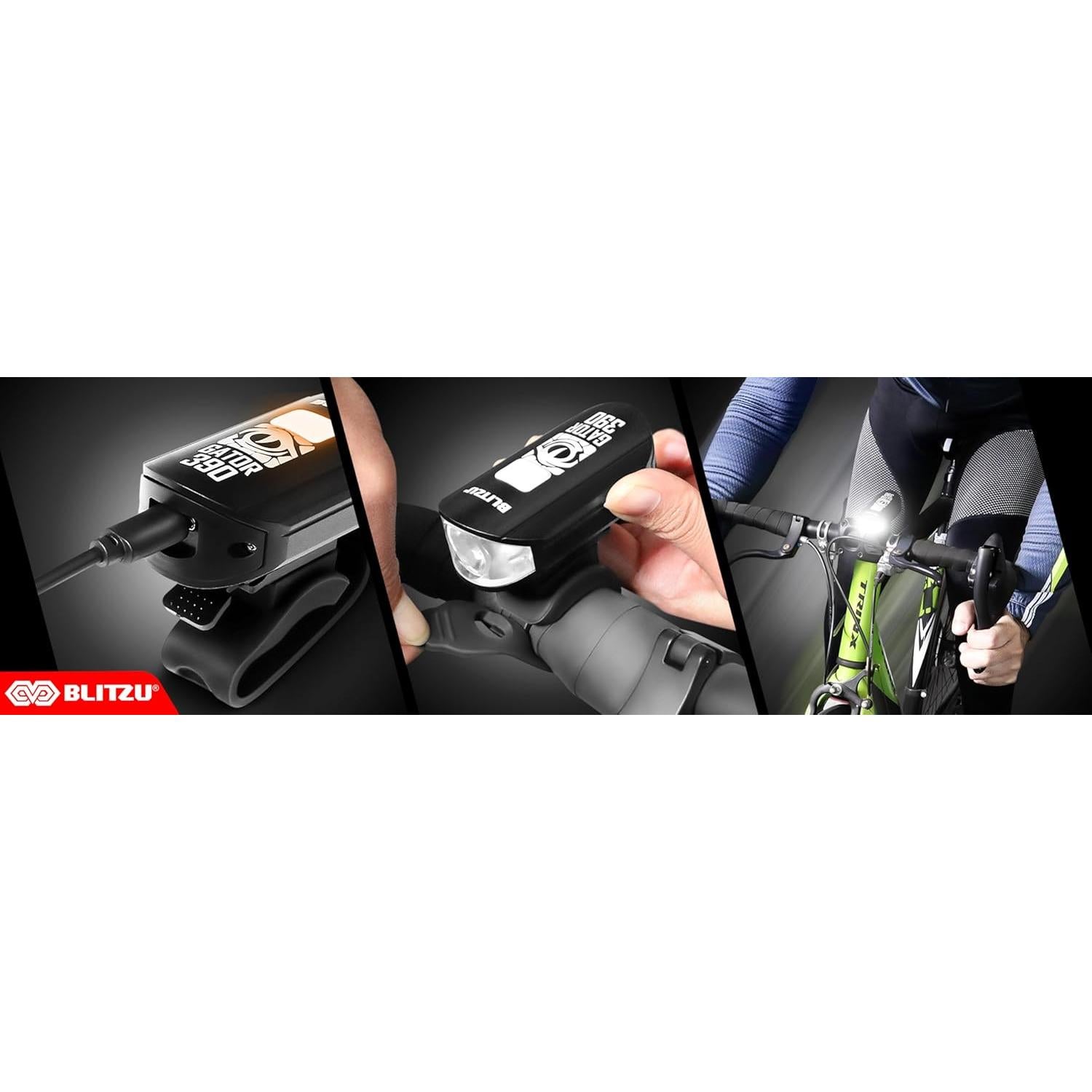 Juego de Luces de Bicicleta BLITZU Gator 390 Recargables LED