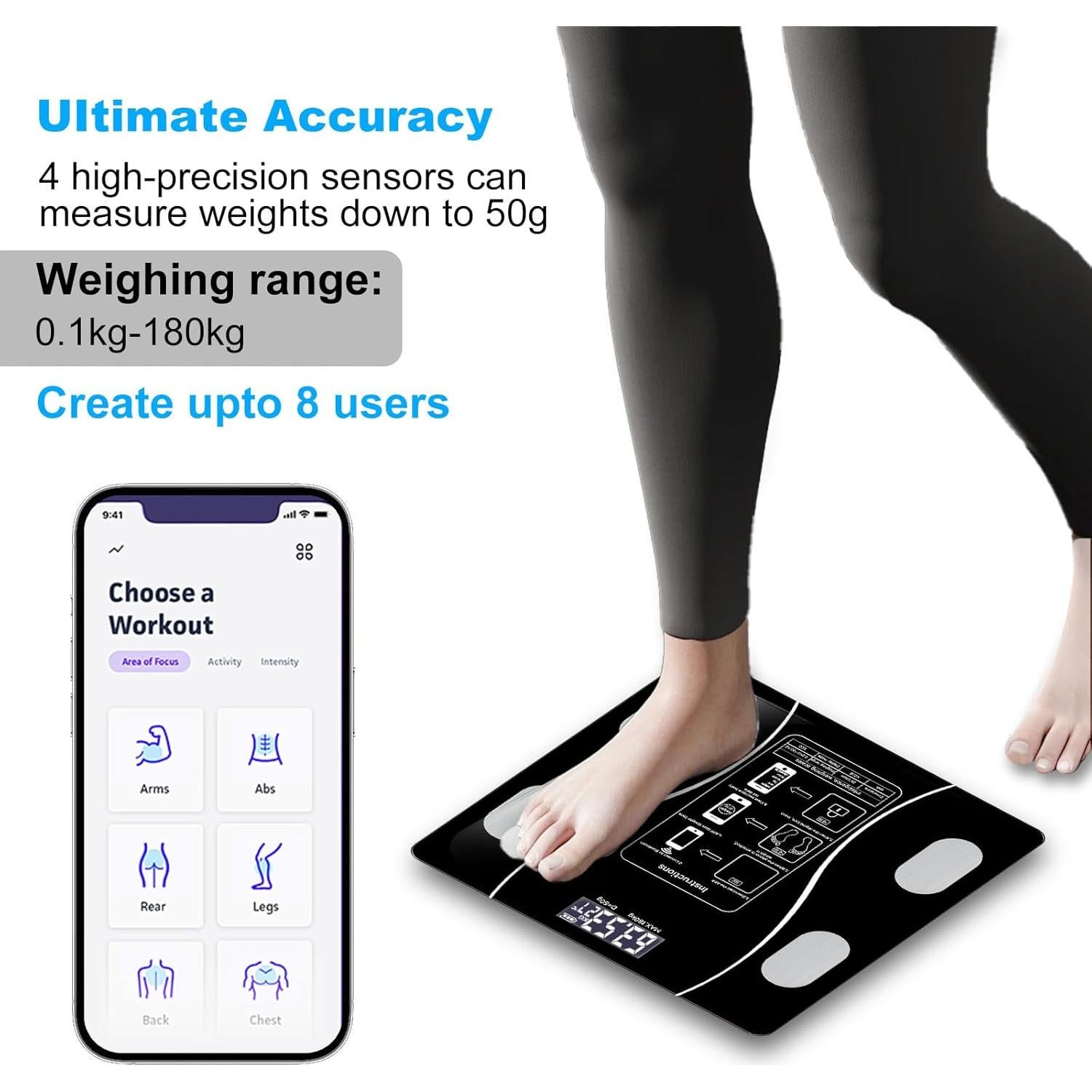 Escala Digital de Grasa Corporal ChuangMaiShi - Bluetooth, 180 kg