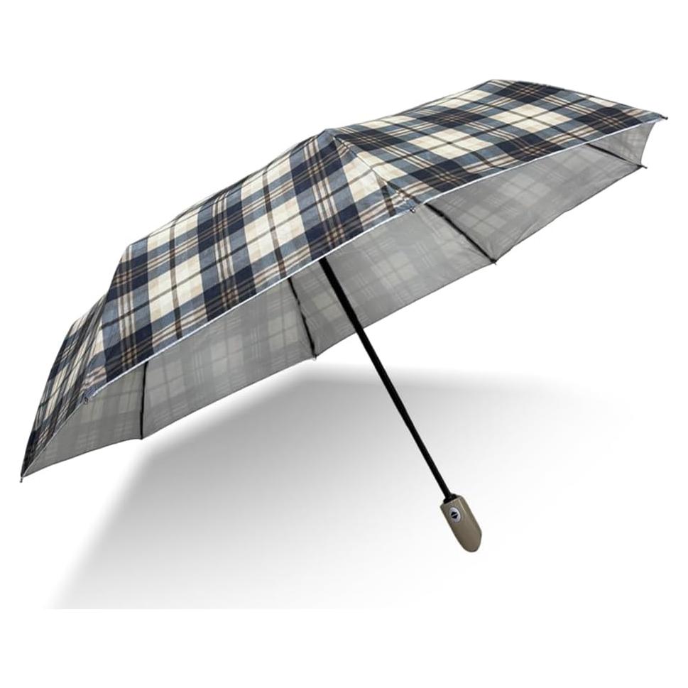 Paraguas Automático Plateado Yuan Xiong 3 Pliegues 8 Varillas