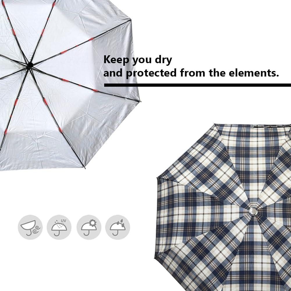 Paraguas Automático Plateado Yuan Xiong 3 Pliegues 8 Varillas