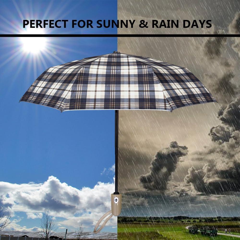 Paraguas Automático Plateado Yuan Xiong 3 Pliegues 8 Varillas