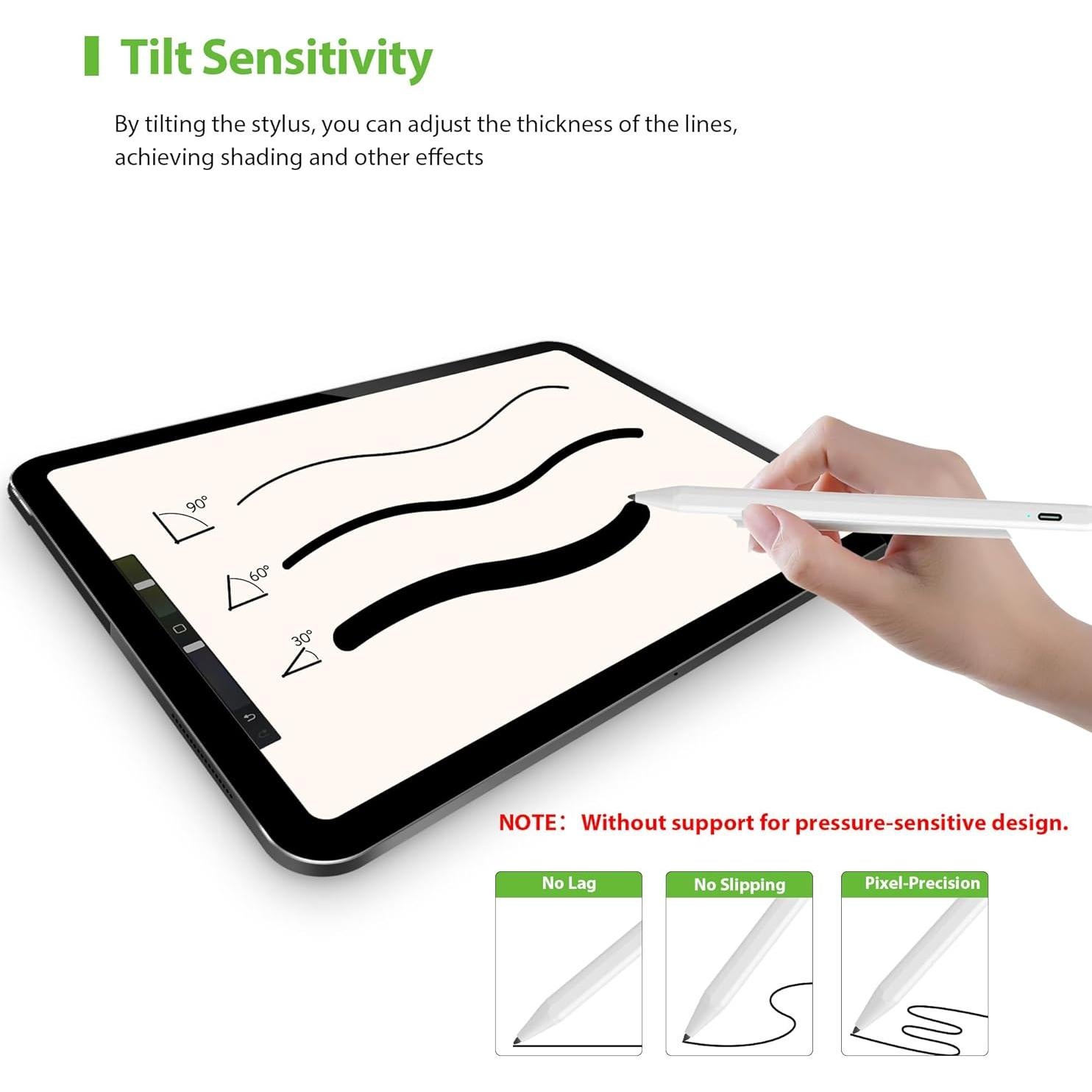 Stylus Pen for iPad 2025-2018 with Palm Rejection, Ultra-fine Tips, Tilt Sensitivity, Magnetic Attachment, Fast Type-C Charging, and Low Latency for Note-Taking, Drawing, and Sketching