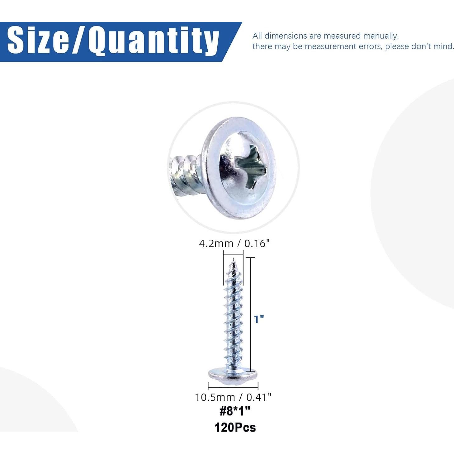 Tornillos de Cabeza Truss Modificada Glarks 120Pcs 2.54cm Azul