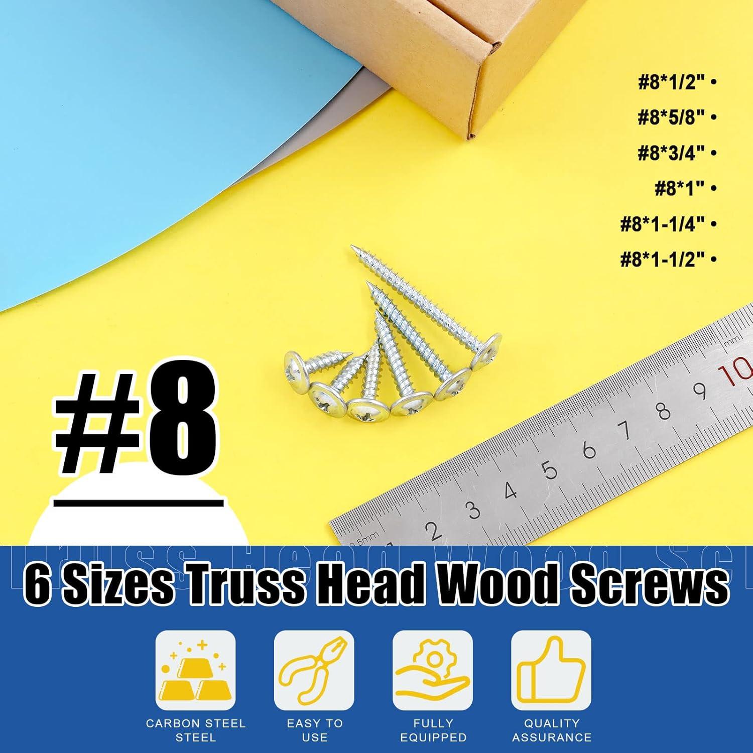 Tornillos de Cabeza Truss Modificada Glarks 120Pcs 2.54cm Azul