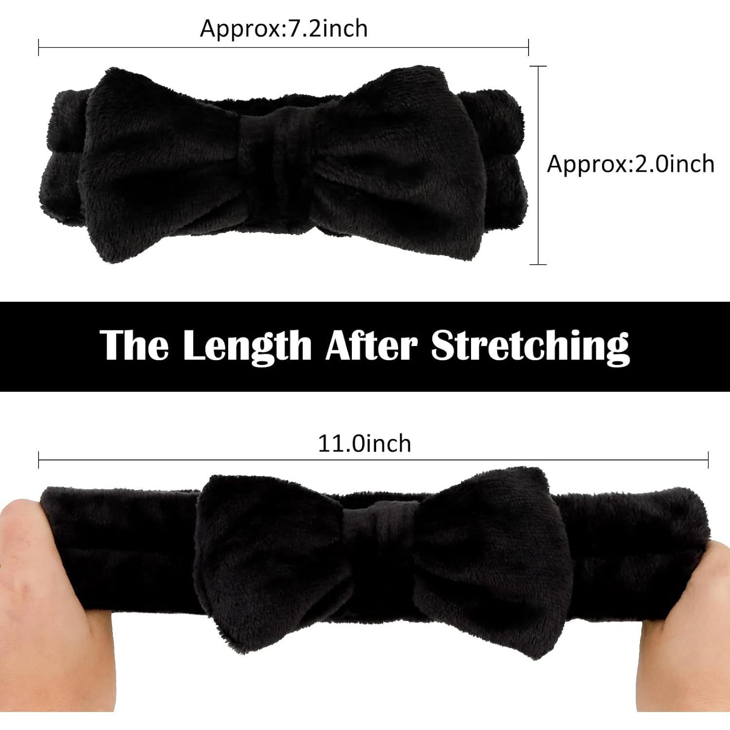 Diademas de Spa Casoty 8 Pcs Negras con Lazo para Maquillaje