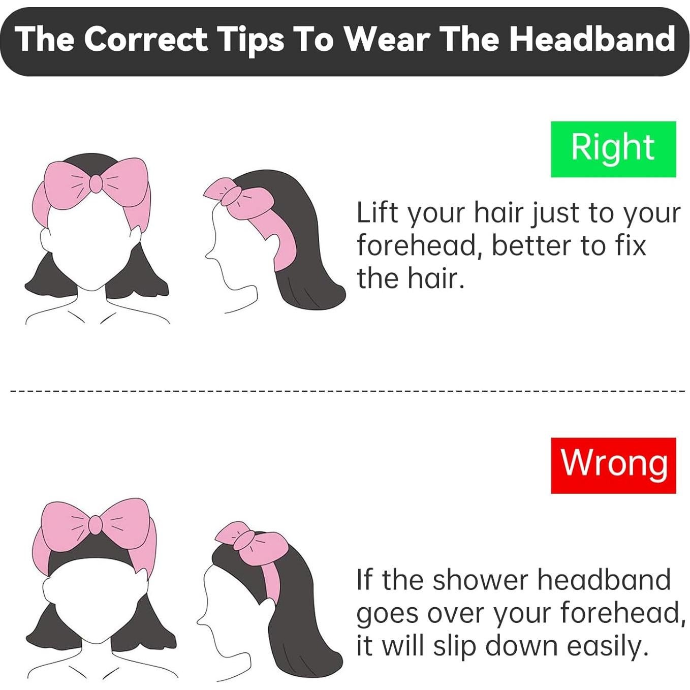 Diademas de Spa Casoty 8 Pcs Negras con Lazo para Maquillaje