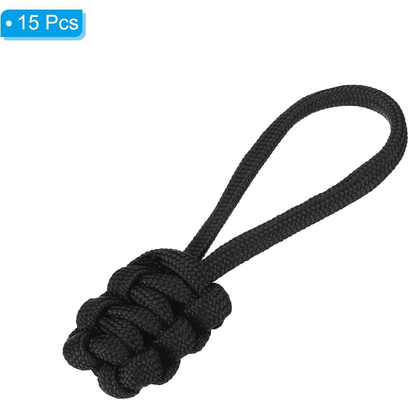 Tiradores de Cremallera PATIKIL, Paquete de 15, Nylon Negro