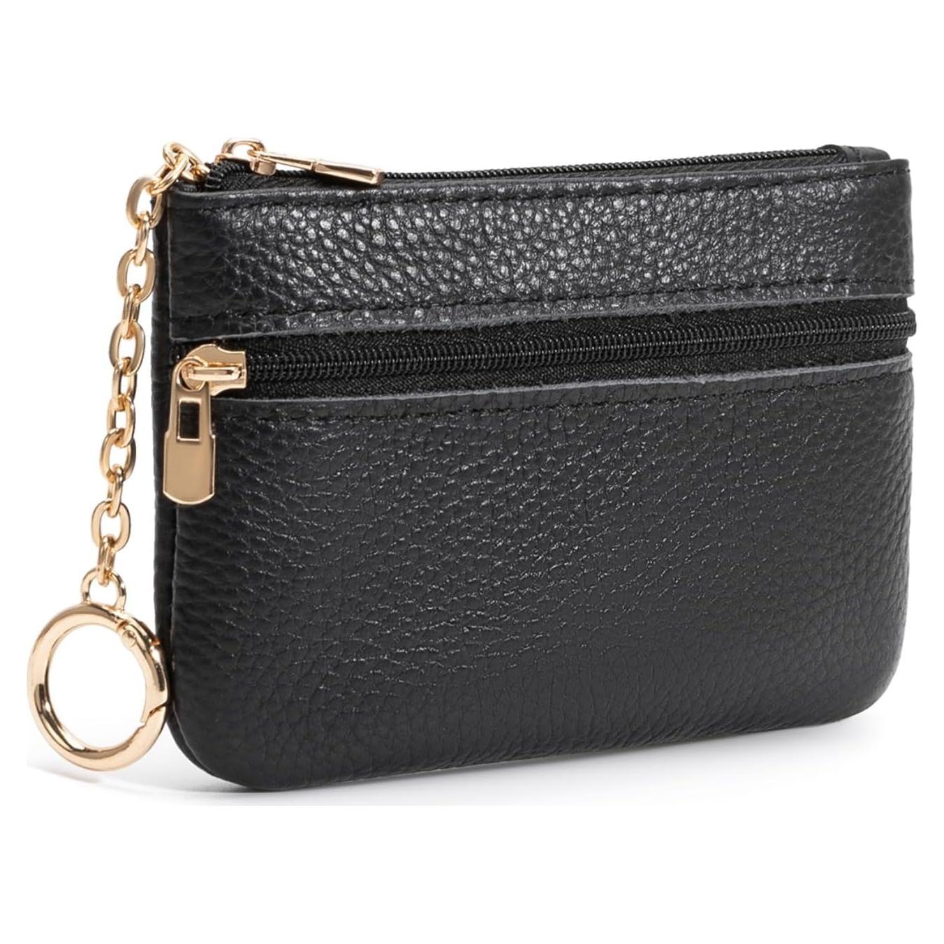 Monedero de Cuero Negro LACPDK con Llave y 2 Bolsillos