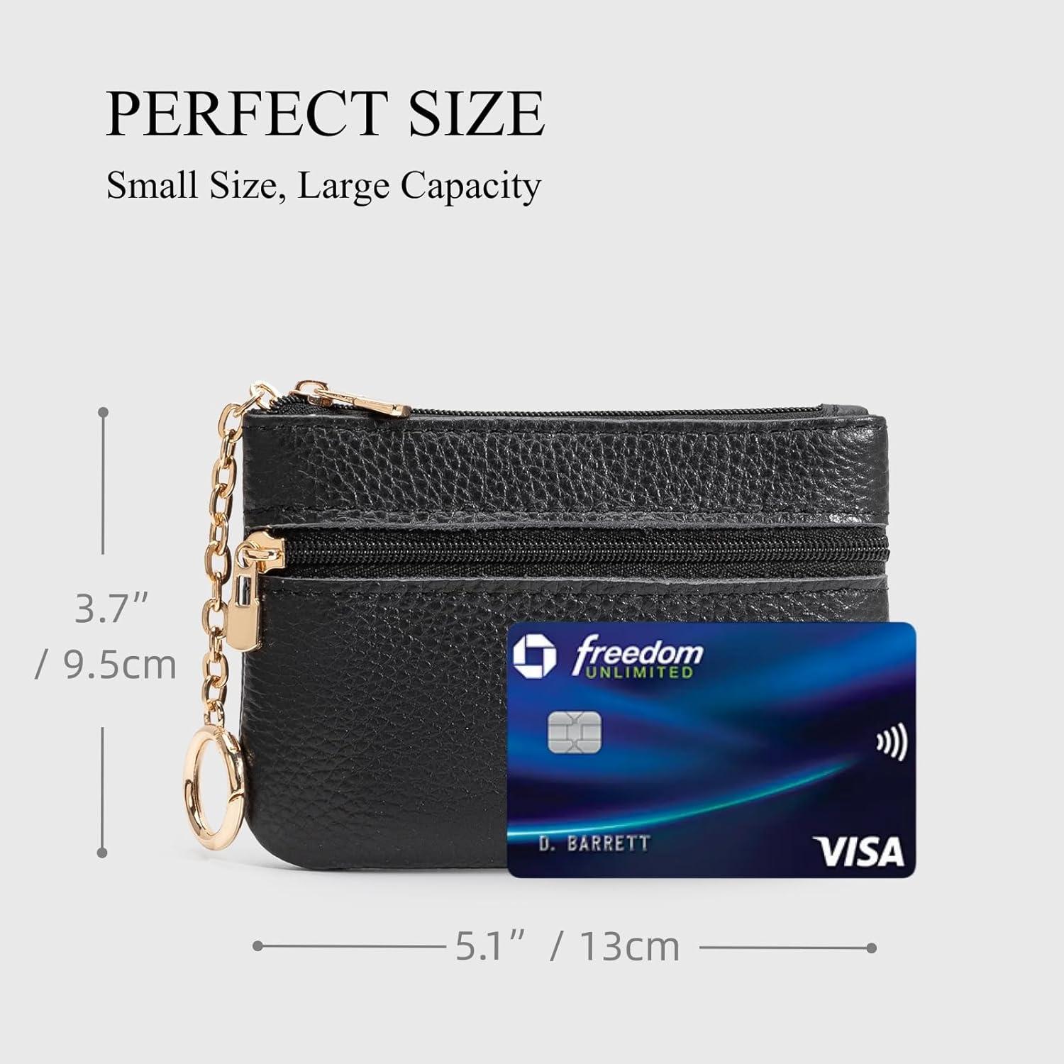 Monedero de Cuero Negro LACPDK con Llave y 2 Bolsillos