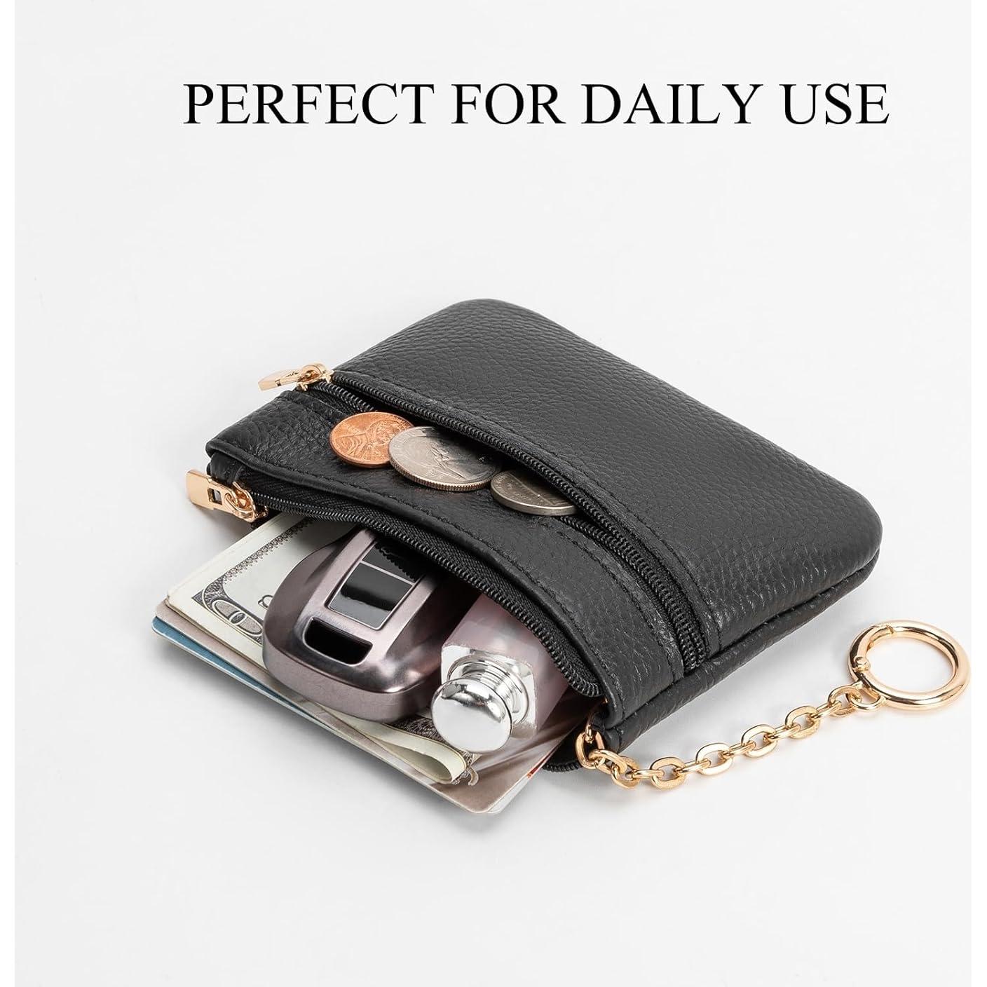 Monedero de Cuero Negro LACPDK con Llave y 2 Bolsillos