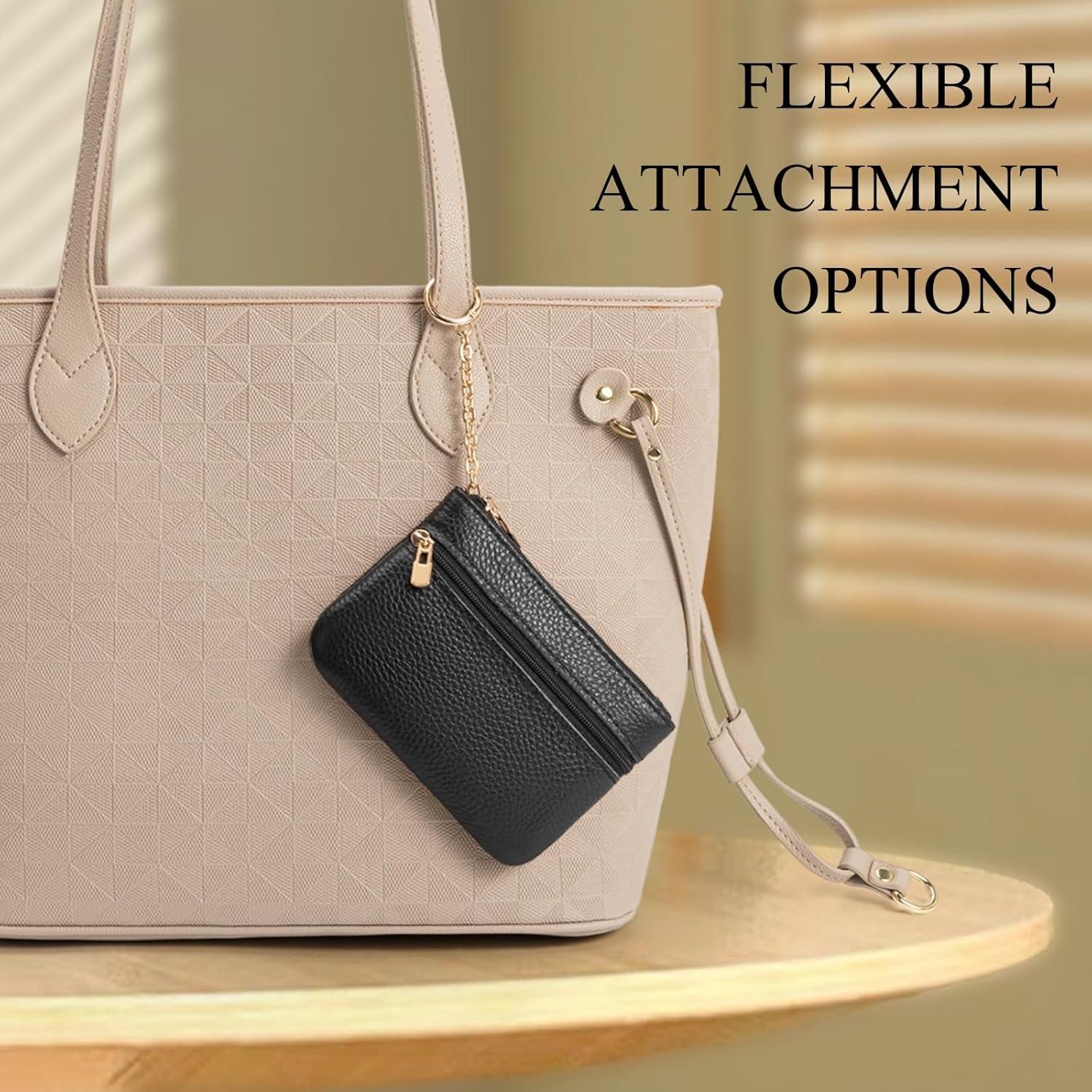 Monedero de Cuero Negro LACPDK con Llave y 2 Bolsillos