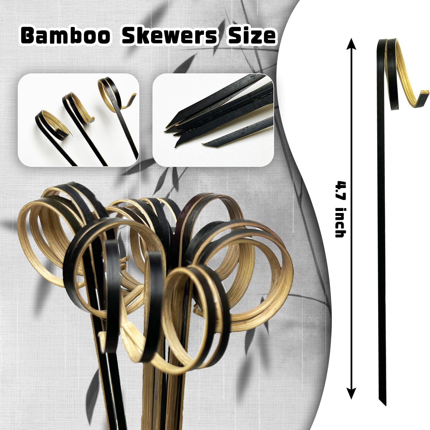 100 Palillos de Cóctel de Bambú Negro 12 cm - HXYCNNA