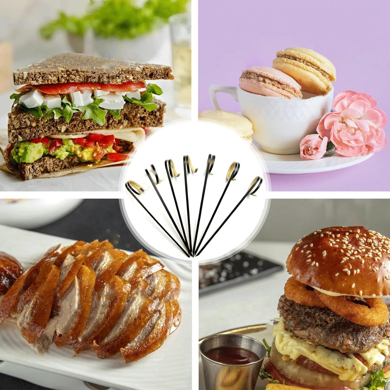 100 Palillos de Cóctel de Bambú Negro 12 cm - HXYCNNA