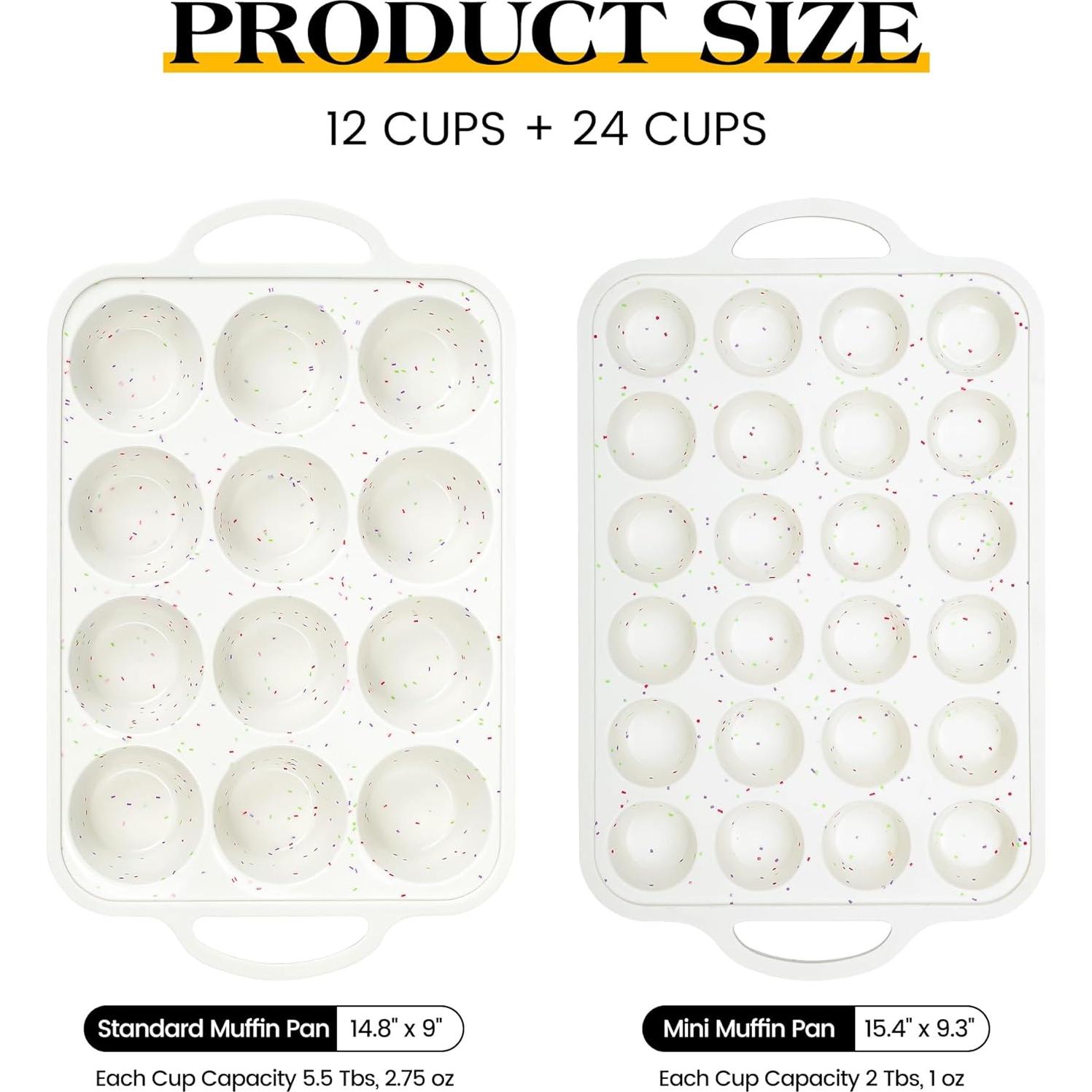 Juego de Moldes para Cupcakes AOTASO 12 y 24 Tazas Silicona