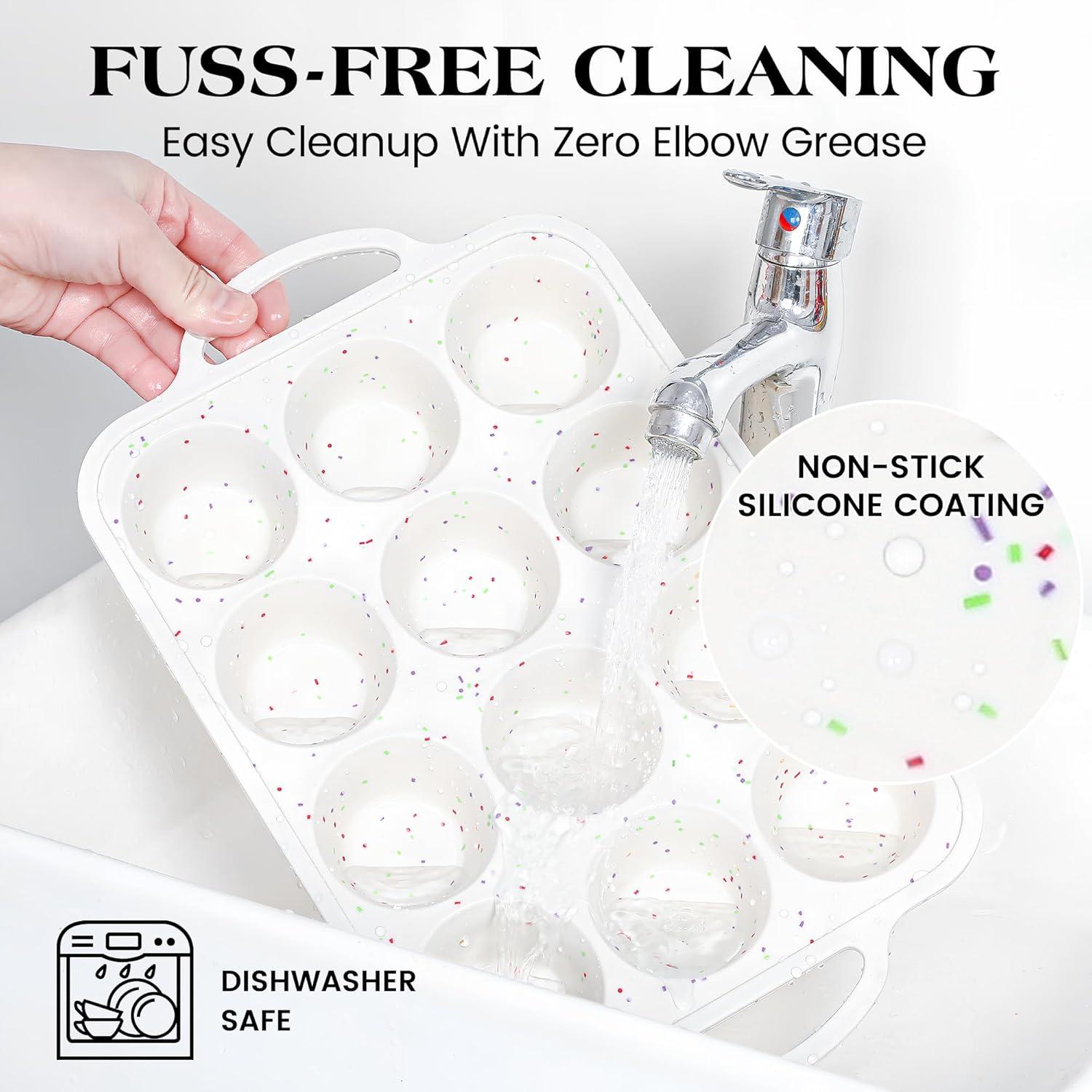 Juego de Moldes para Cupcakes AOTASO 12 y 24 Tazas Silicona