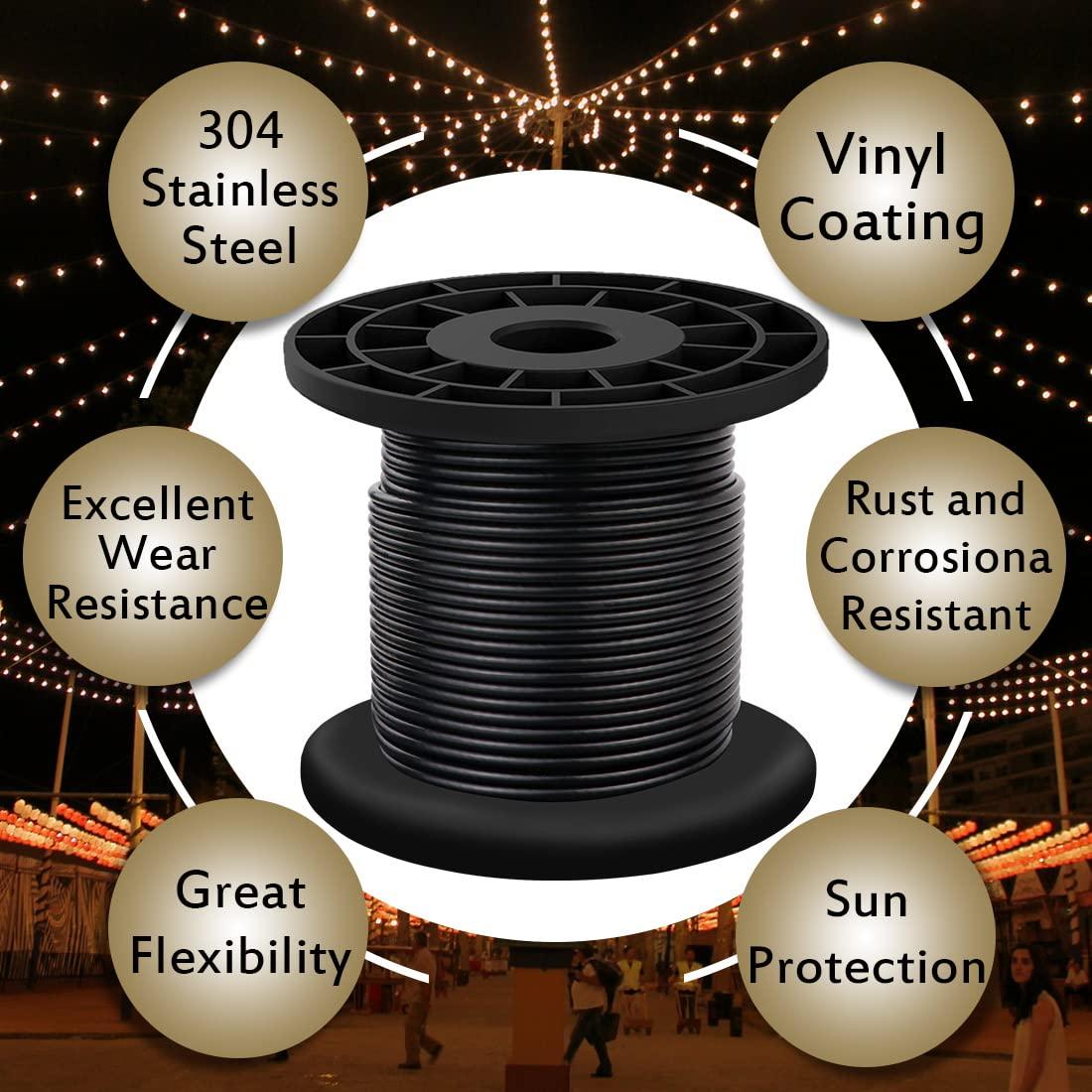 Cable de Acero Inoxidable 304 2.38mm Recubierto Vinilo Negro 30.48m